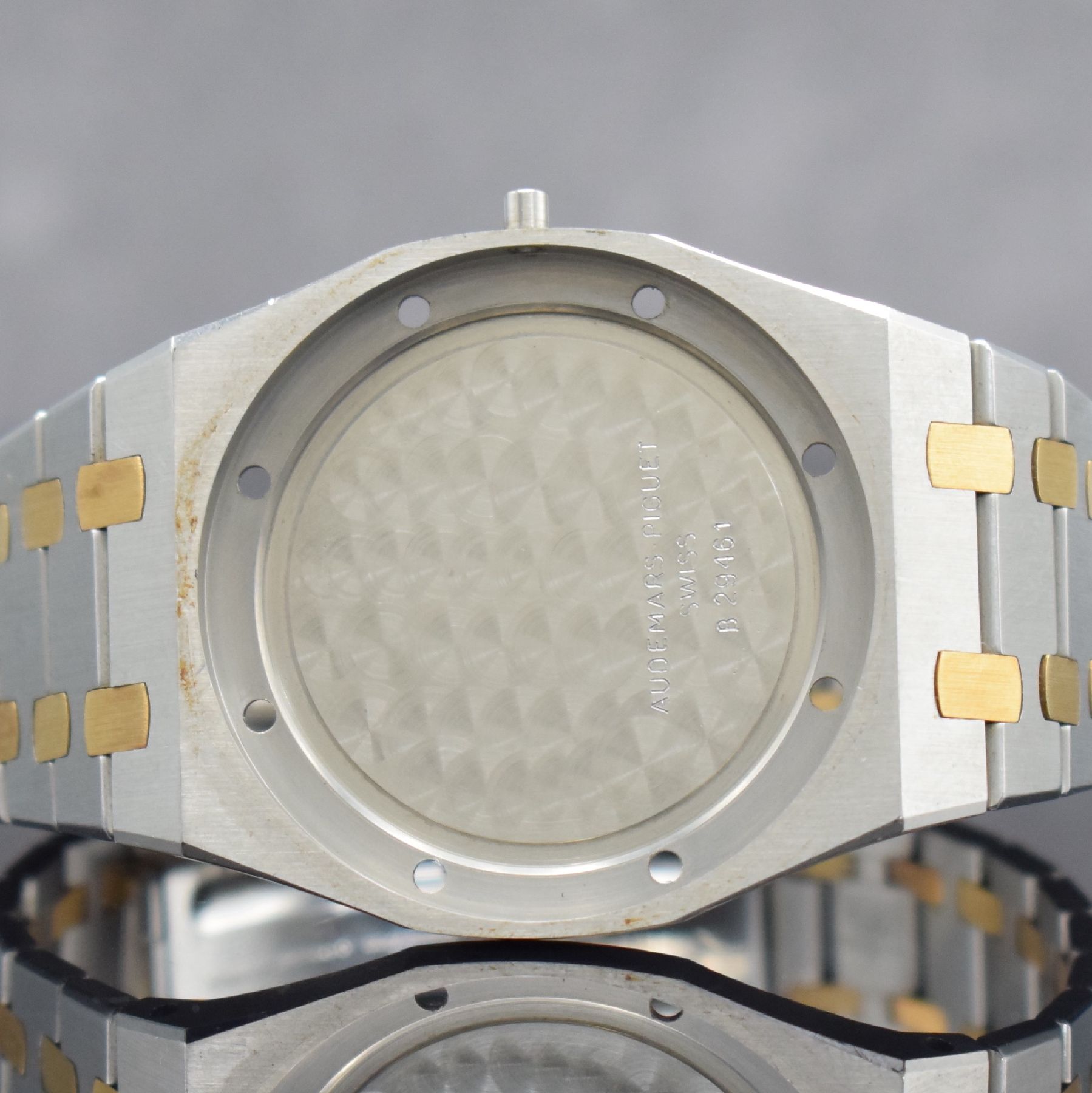 Detail g: AUDEMARS PIGUET seltene Herrenarmbanduhr "JUMBO" Royal Oak B-Serie in Edelstahl/Gold, Automatik, Schweiz um 1981, Design von Gerald Genta, ...
