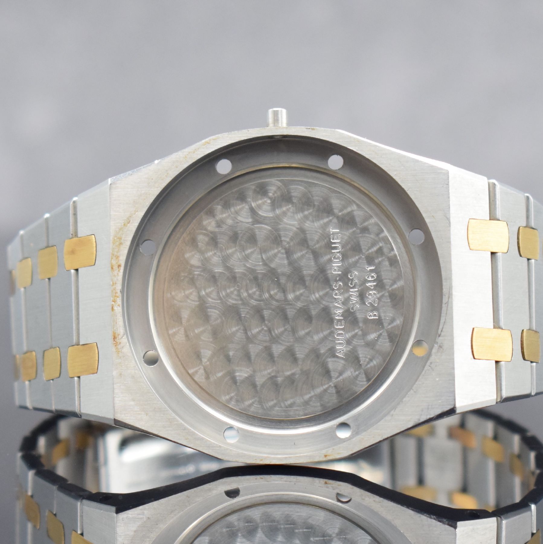 Detail h: AUDEMARS PIGUET seltene Herrenarmbanduhr "JUMBO" Royal Oak B-Serie in Edelstahl/Gold, Automatik, Schweiz um 1981, Design von Gerald Genta, ...