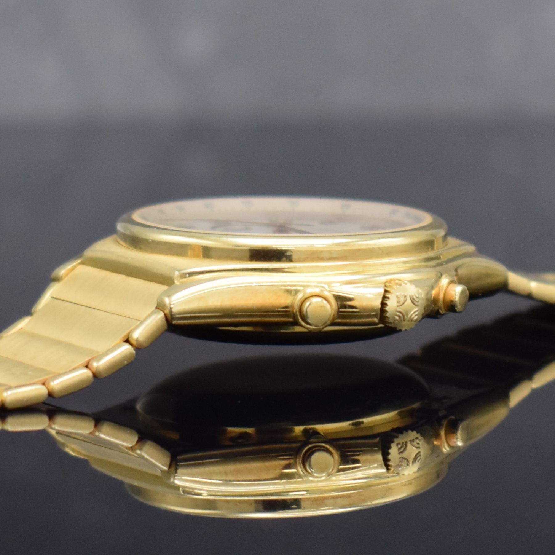 Detail f: ZENITH seltener El Primero Schaltradchronograph mit Vollkalender in GG 750/000 Referenz 30.0150.418, Automatik, Schweiz um 1988, massives Goldgeh. ...