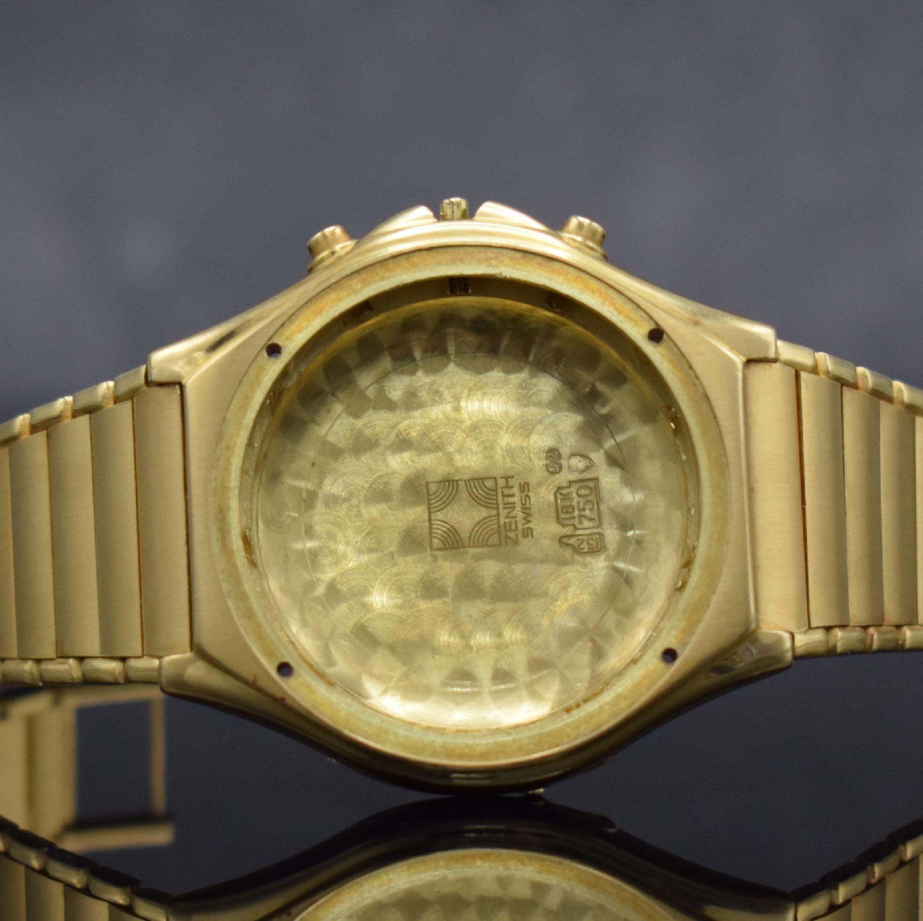 Detail j: ZENITH seltener El Primero Schaltradchronograph mit Vollkalender in GG 750/000 Referenz 30.0150.418, Automatik, Schweiz um 1988, massives Goldgeh. ...