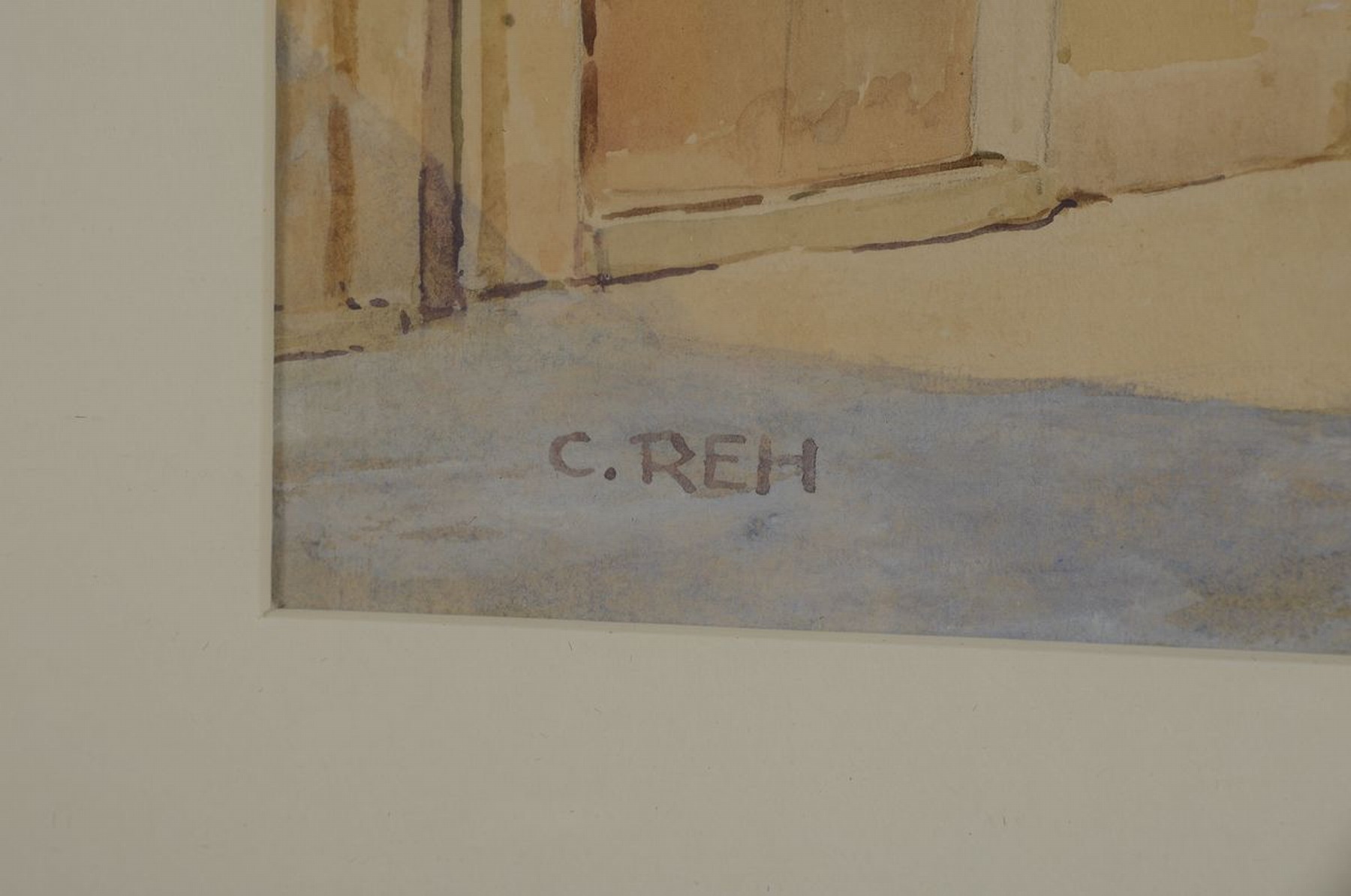 Detail c: C. Reh, Maler der 1. Hälfte des 20. Jh., 2 Aquarelle mit Stadtansichten, beide sign., je ca. 33x23cm, PP, u.Gl., R. ca. 47x37cm