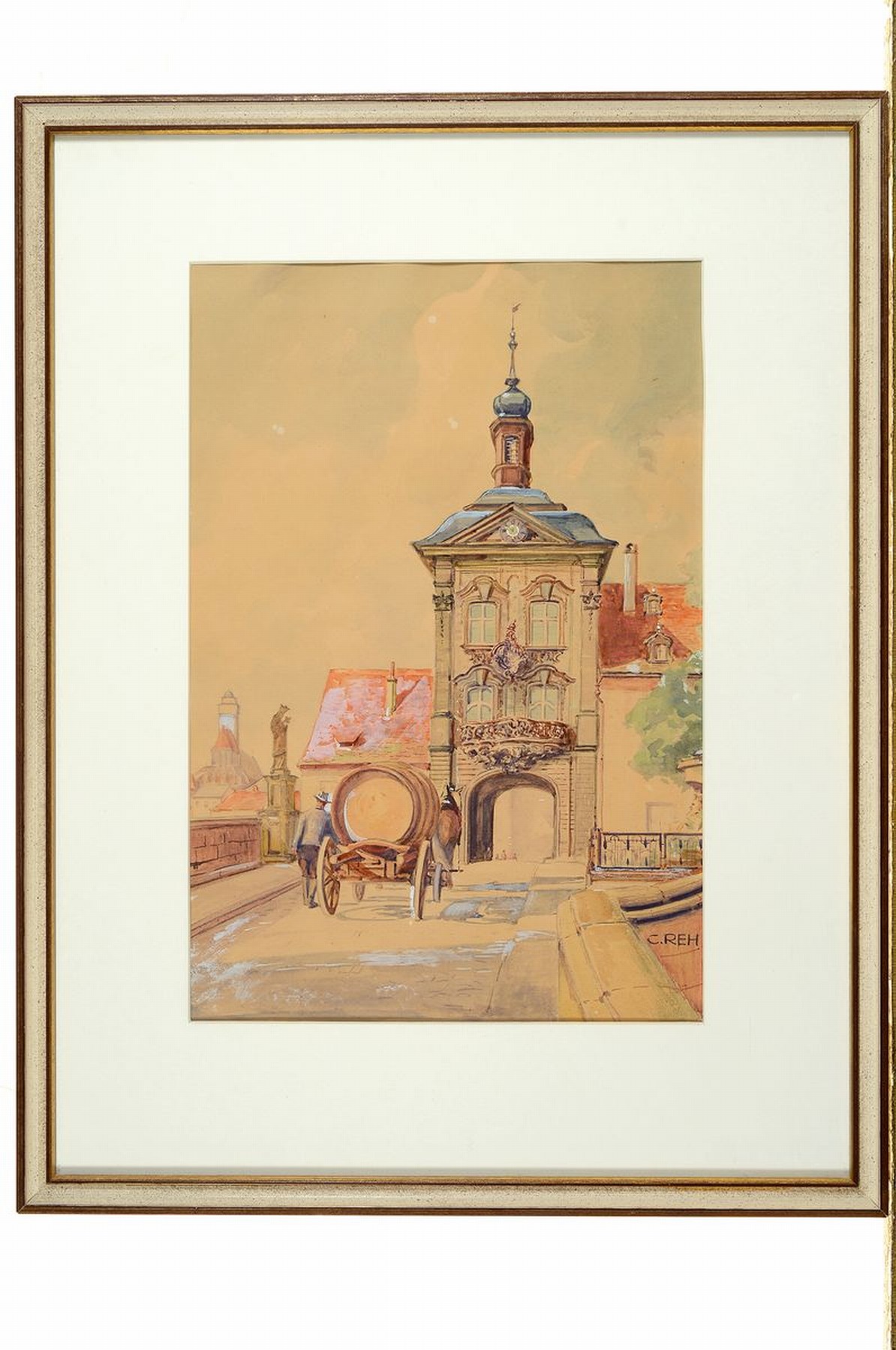 Detail k: C. Reh, Maler der 1. Hälfte des 20. Jh., 2 Aquarelle mit Stadtansichten, beide sign., je ca. 33x23cm, PP, u.Gl., R. ca. 47x37cm
