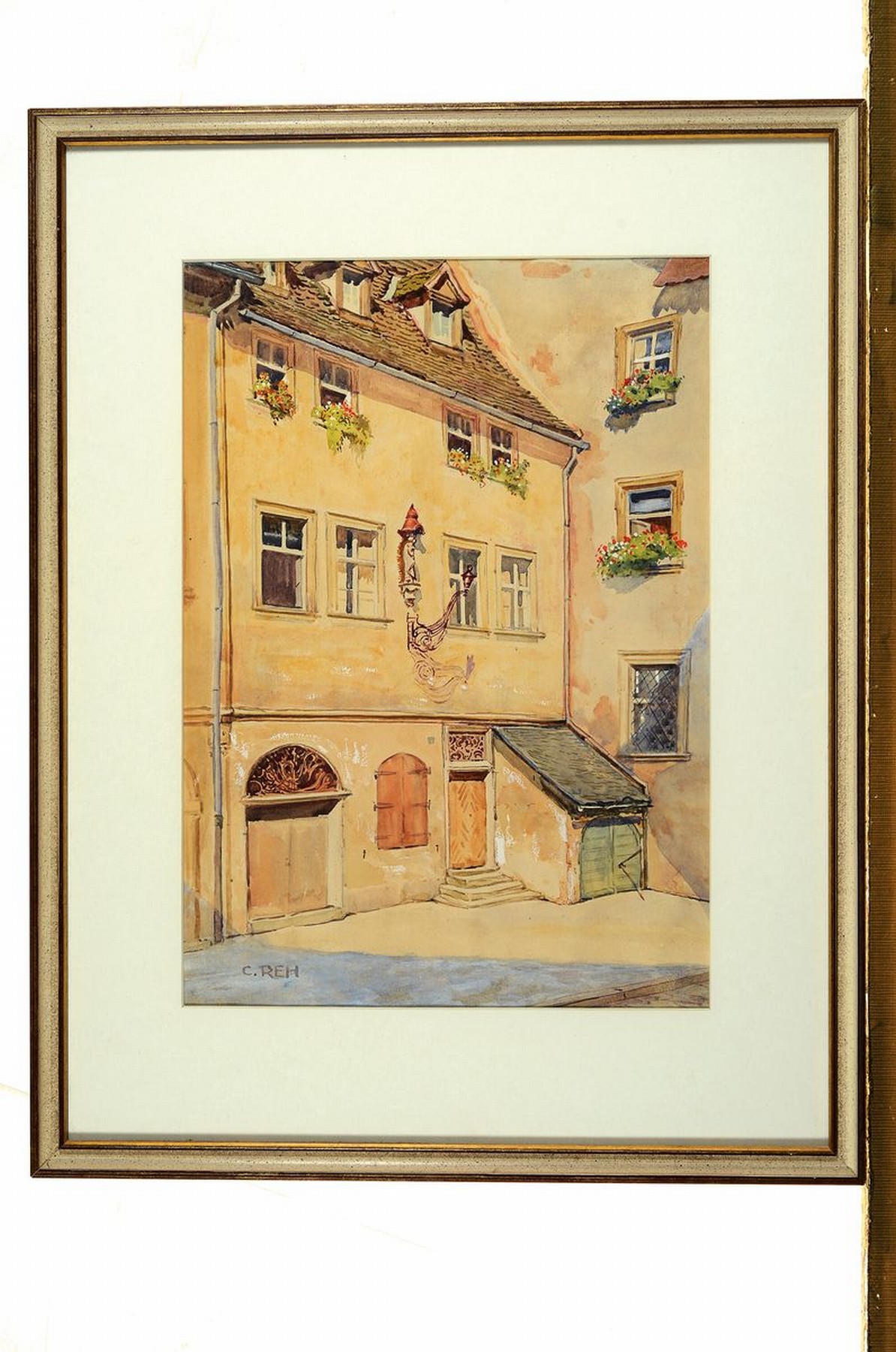 Detail l: C. Reh, Maler der 1. Hälfte des 20. Jh., 2 Aquarelle mit Stadtansichten, beide sign., je ca. 33x23cm, PP, u.Gl., R. ca. 47x37cm