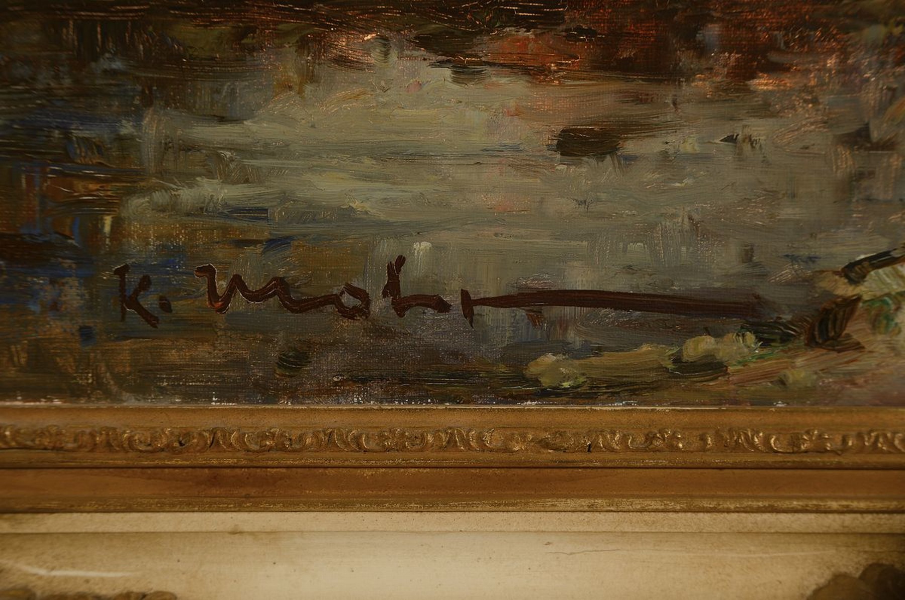 Detail a: Karl Mohr, 1922-2013 Düsseldorf, Parforcejagd, Öl/Lwd, links unten signiert, ca. 60x50cm, R. ca. 75x65cm