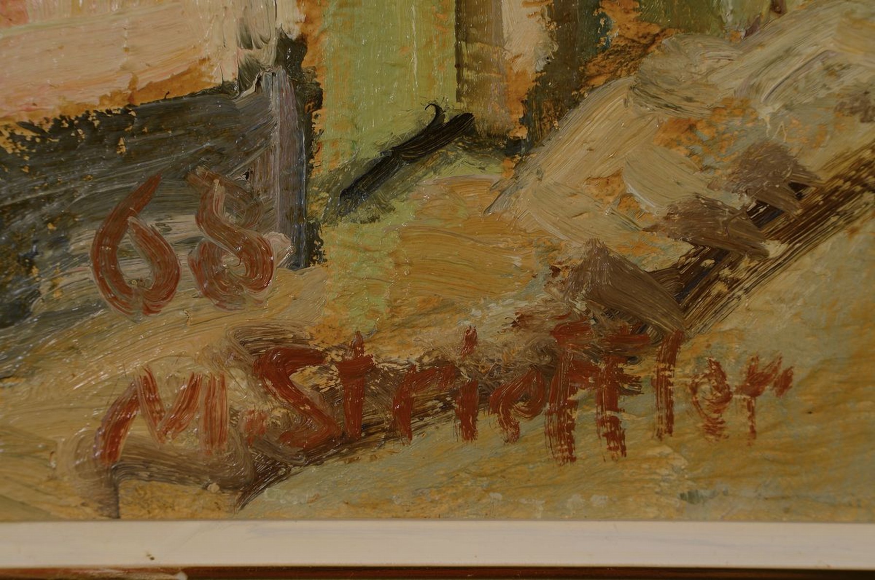Detail a: Marie Strieffler, 1917-1987 Landau, Ansicht eines Pfälzer Dorfes, wohl Rhodt unter Rietburg, Öl/Lwd, links unten signiert und dat. 68, ca. 47x64cm, ...