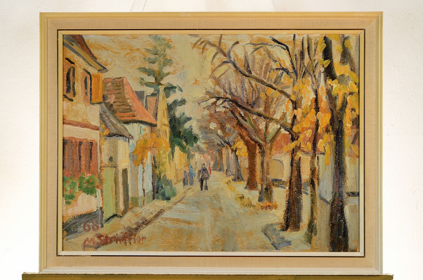 Detail k: Marie Strieffler, 1917-1987 Landau, Ansicht eines Pfälzer Dorfes, wohl Rhodt unter Rietburg, Öl/Lwd, links unten signiert und dat. 68, ca. 47x64cm, ...