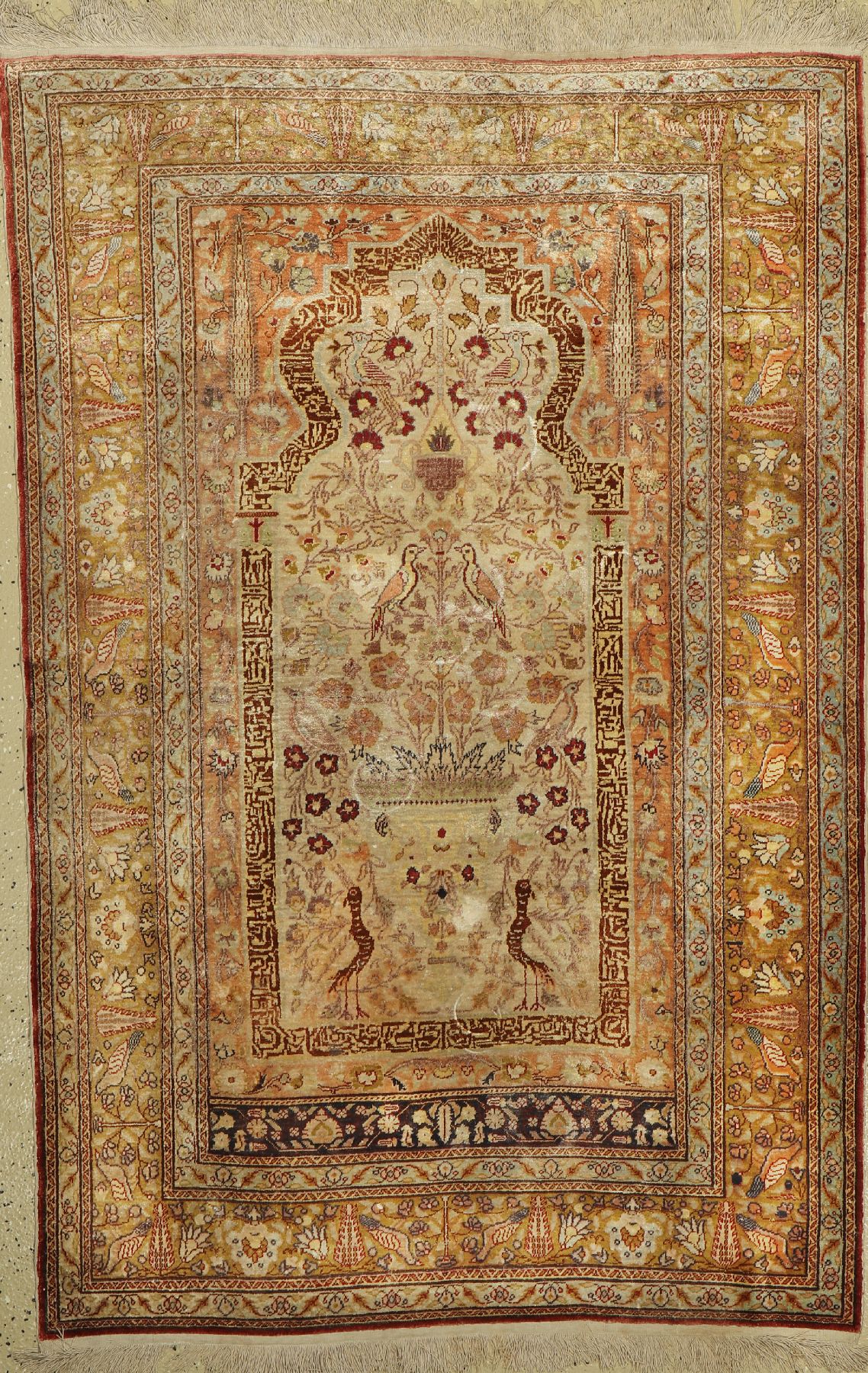 Kayseri Seide fein, Türkei, um 1950, reine Naturseide, ca. 155 x 105 cm, guter Zustand