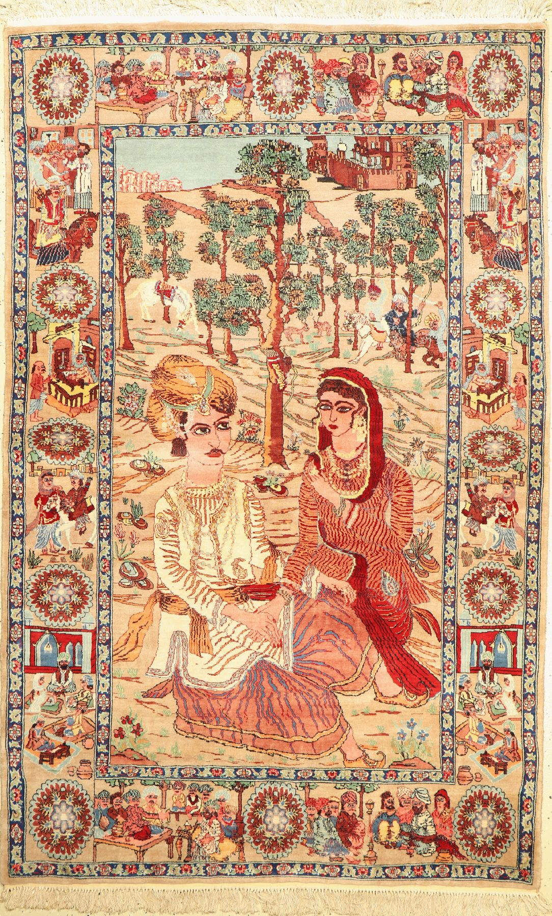 Lahor alt, Pakistan, ca. 60 Jahre, Wolle auf Baumwolle, ca. 220 x 140 cm,guter Zustand