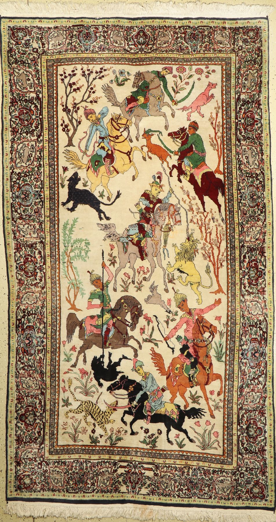 Lahor alt, Pakistan, ca. 60 Jahre, Wolle auf Baumwolle, ca. 278 x 154 cm, Reinigungsbedürftig, guter Zustand