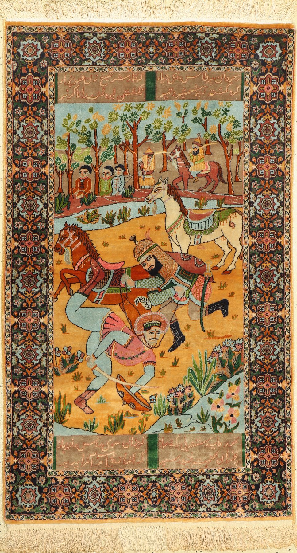 Lahor fein, Pakistan, ca. 50 Jahre, Korkwolle, ca. 155 x 90 cm, guter Zustand