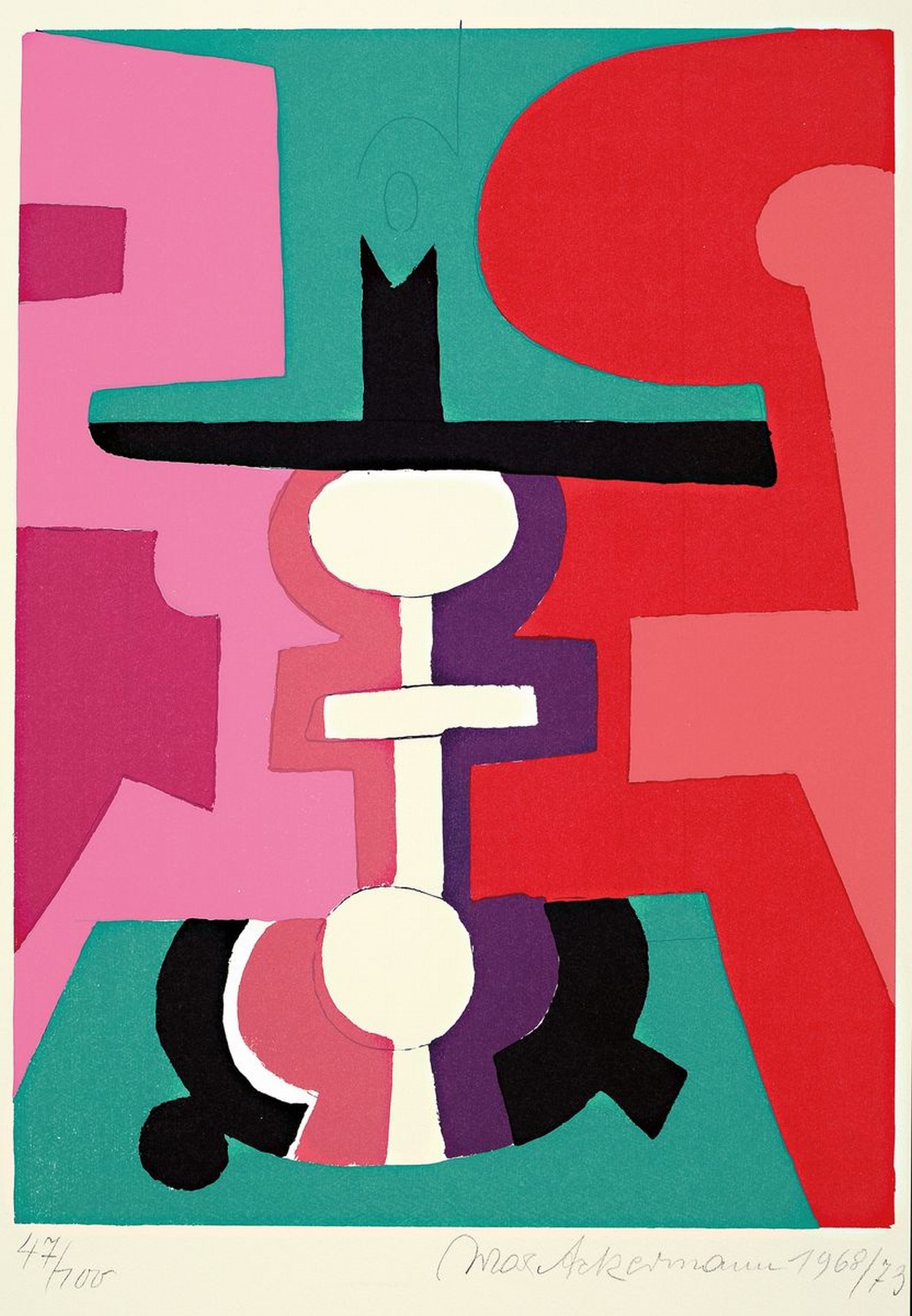 Max Ackermann, 1887 Berlin-1975 Bad-Liebenzell , Farblithographie, handsigniert und dat. 1968/73, num. 47/100, ca. 33x25cm, Blattgr. ca. 59x41.5cm