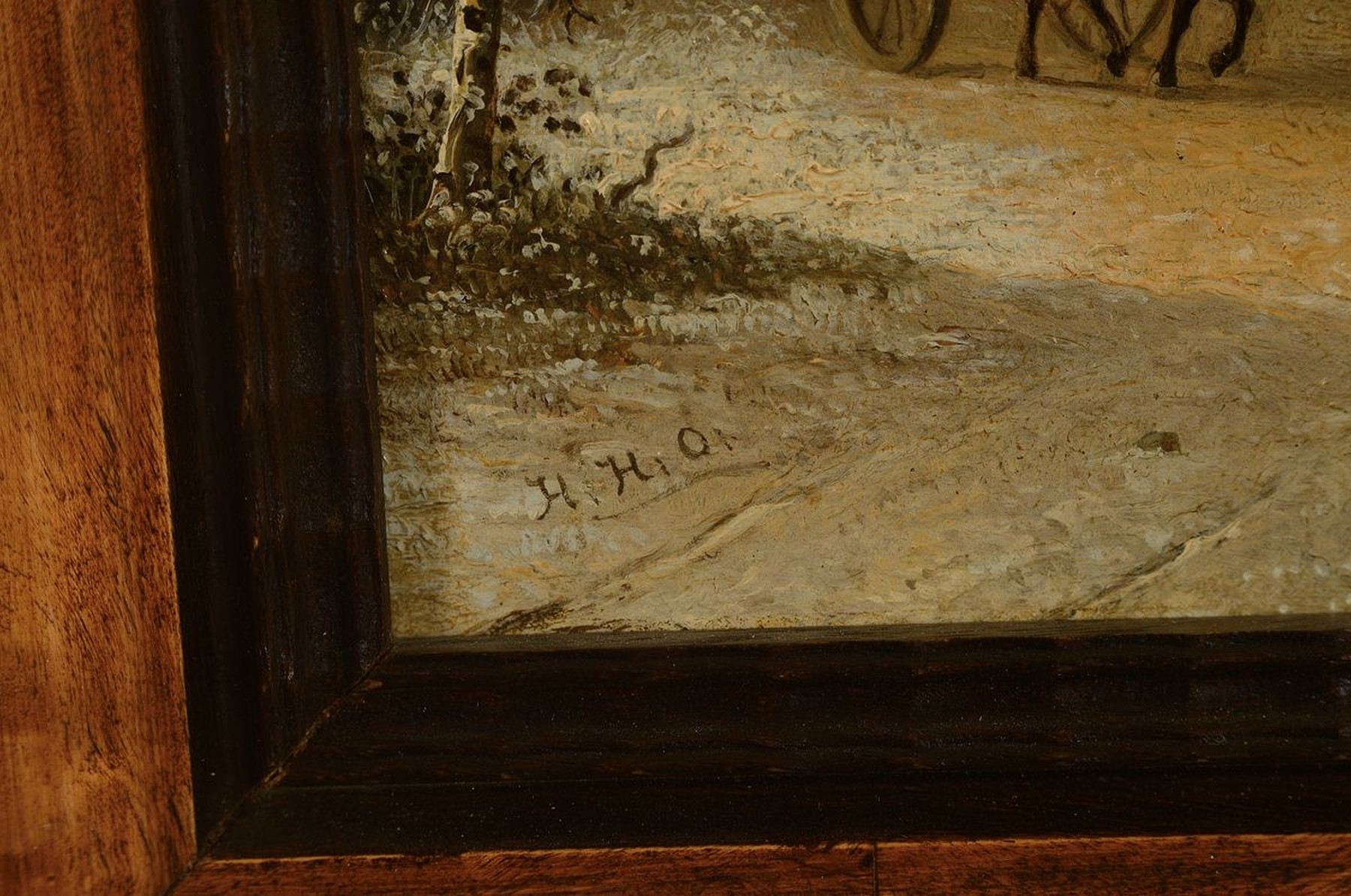 Detail a: Hermann Henry op der Heijde, 1813-1857, Winterliches Eisvergnügen in Holland, Öl/Holz,links unten monogrammiert, ca. 21.5x29cm, R. mit Namensschild ...