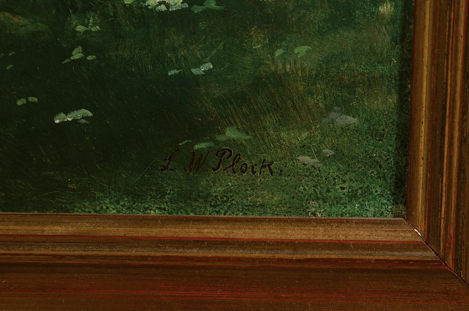 Detail a: Ludwig Wilhelm Plock, 1871-1940 Karlsruhe, Fest unter den Bäumen vorm Gasthaus, vielfigurige Szene, Öl/Lwd, rechts unten signiert, ca. 35x41cm, R. ...