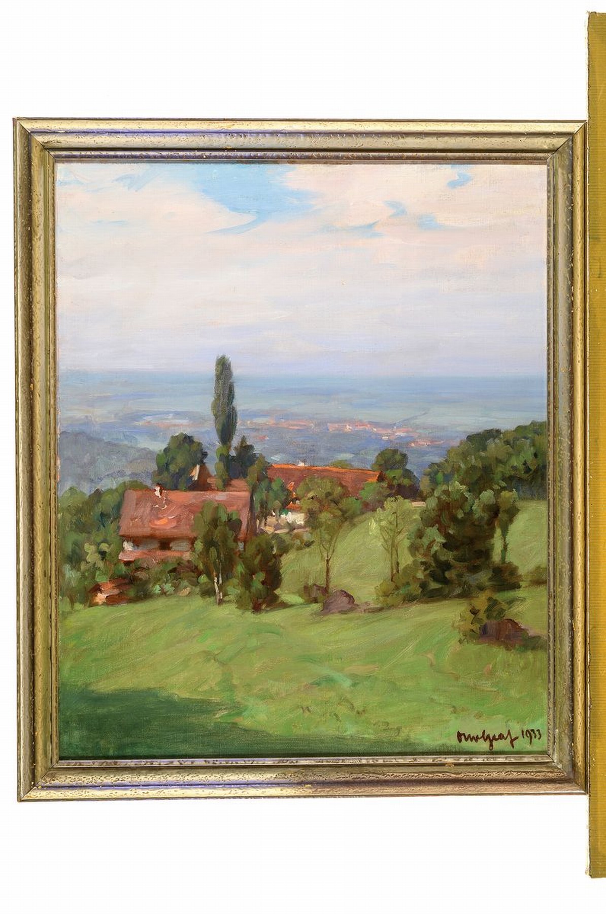 Detail k: Otto Graf, 1882-1950 Achern, Studium an der Akademie Karlsruhe, hier: Landschaft bei Sasbachwalden, Öl/Malkarton, rechts unten signiert und dat. ...