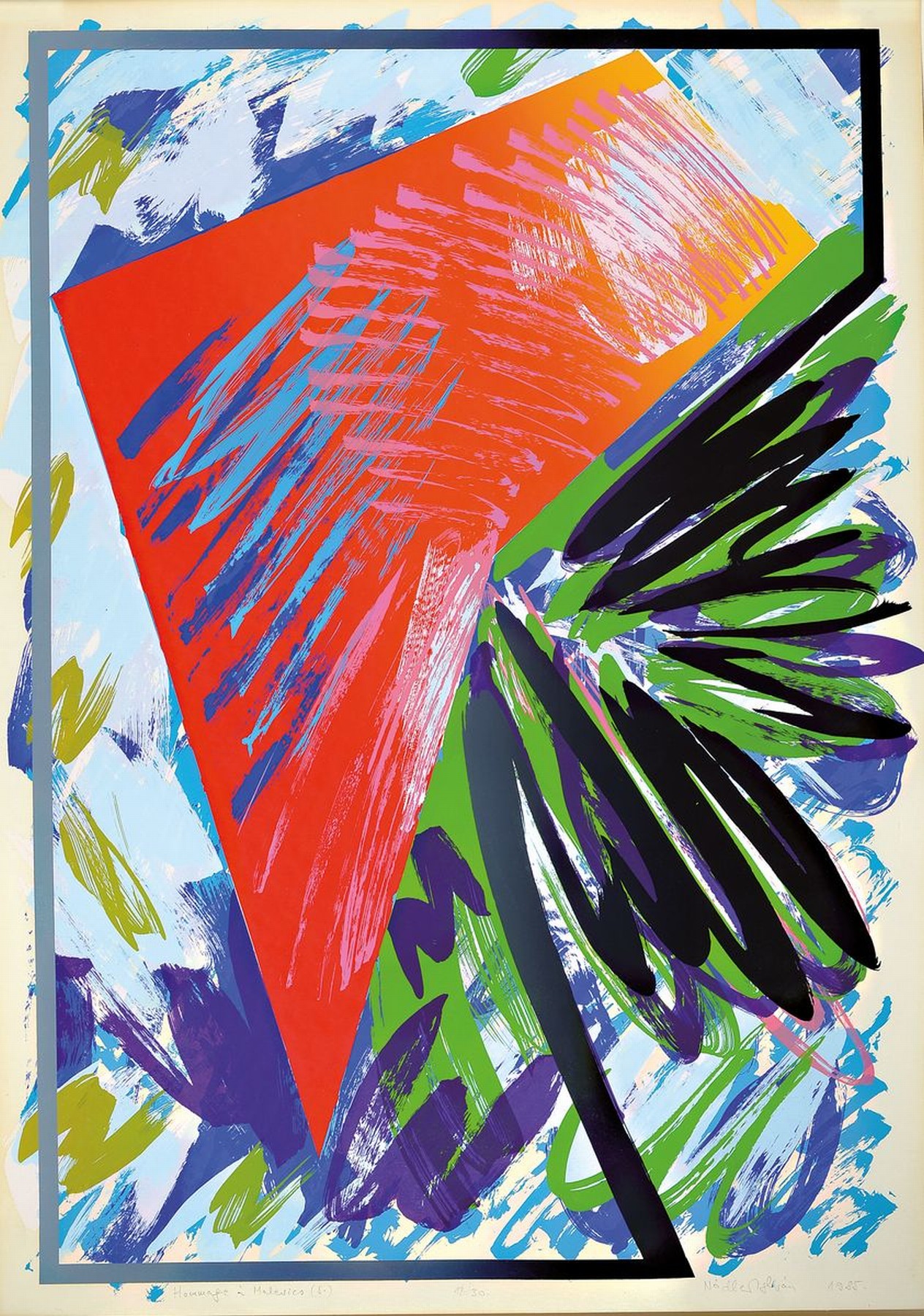 Istvan Nadler, geb. 1938 Visegrad/Ungarn, Hommage a Malewicz, Farbsiebdruck von 1985, signiert und dat., betitelt, num. 12/30, ca. 80x57cm, Ränder ...