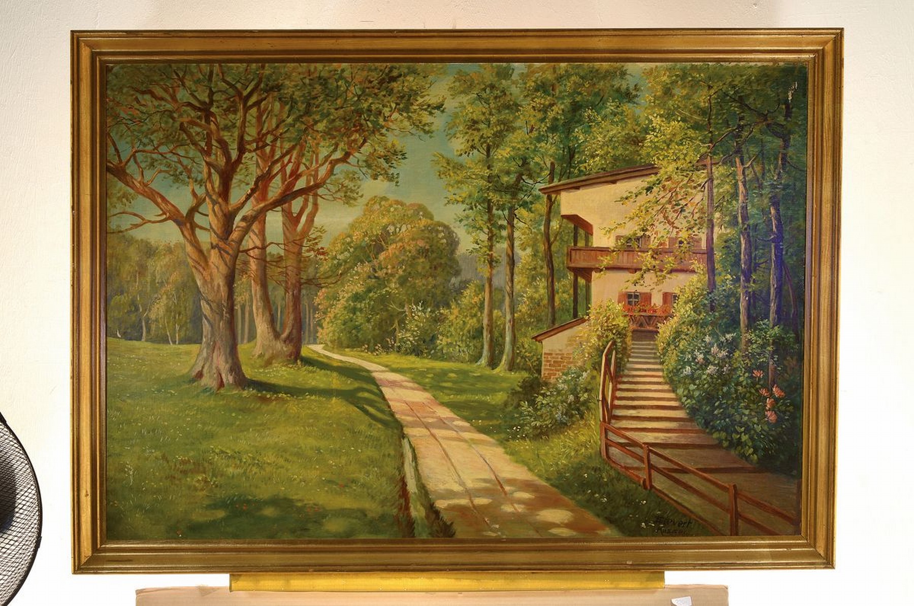 Detail k: H. Sievert, Kassel, erste Hälfte 20. Jh., Parklandschaft mit Haus, Öl/Lwd, signiert und bez., ca. 84 x 125 cm, Rahmen ca. 97 x 137cm