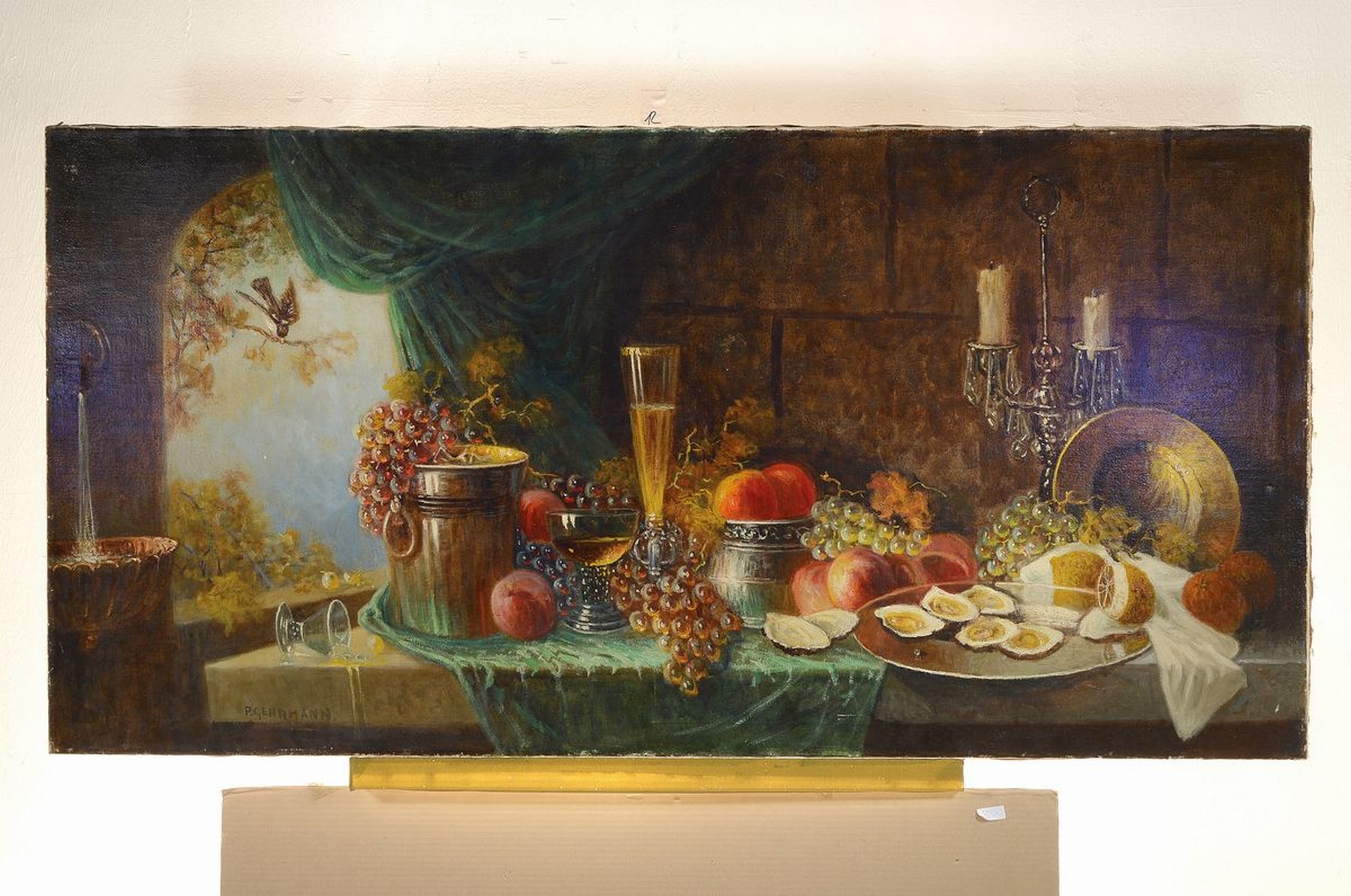 Detail k: Gehrmann, Traditionalist Anfang 20. Jh., Renaissance-Stillleben, ca. 80 x 160 cm, Öl/Lwd, leichte Altersspuren