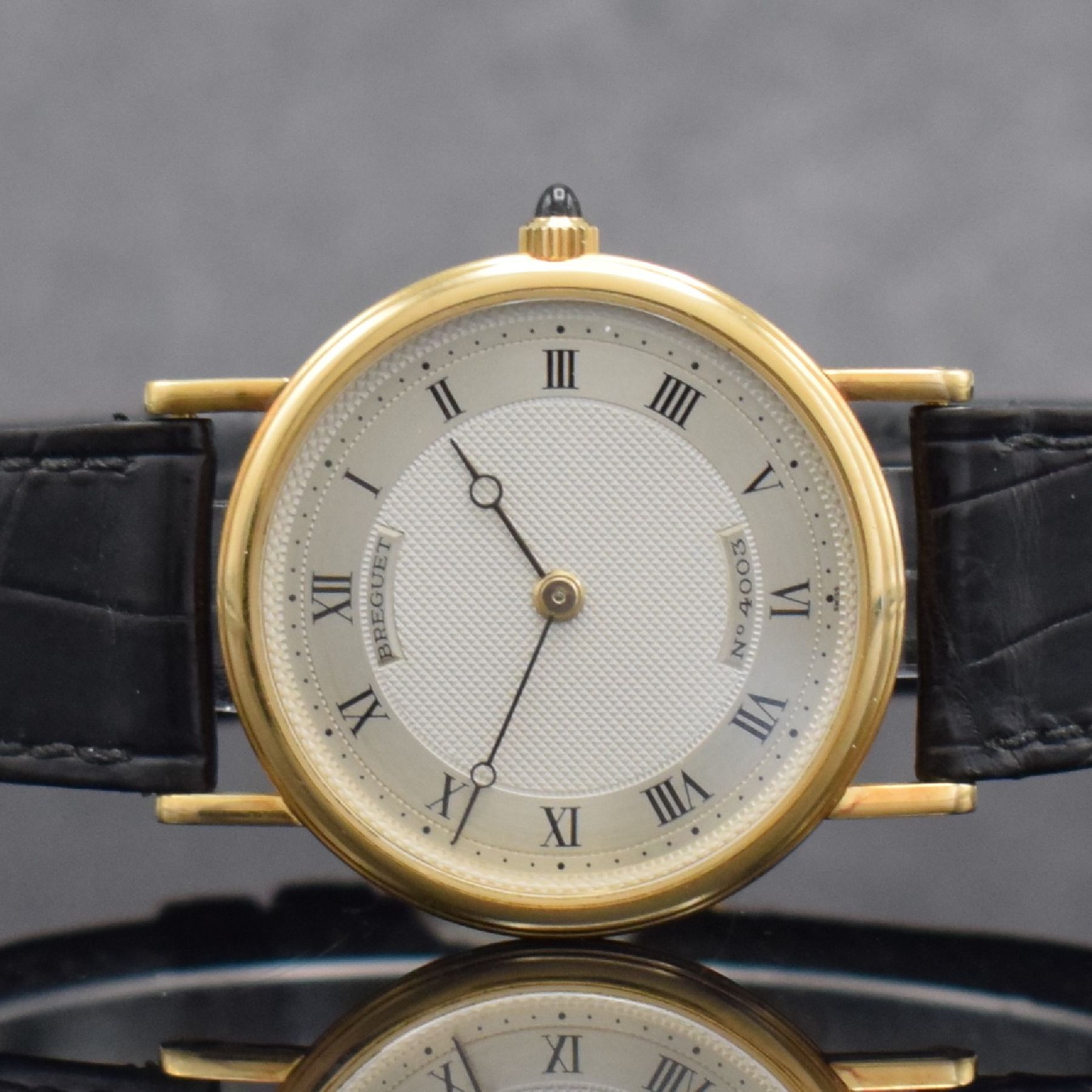 Detail a: BREGUET Armbanduhr Classic Referenz BA 3150 in GG 750/000, Handaufzug, Schweiz um 1995, 3 -teil. Geh. inkl. orig. Lederband m. orig. GG 750/000 ...