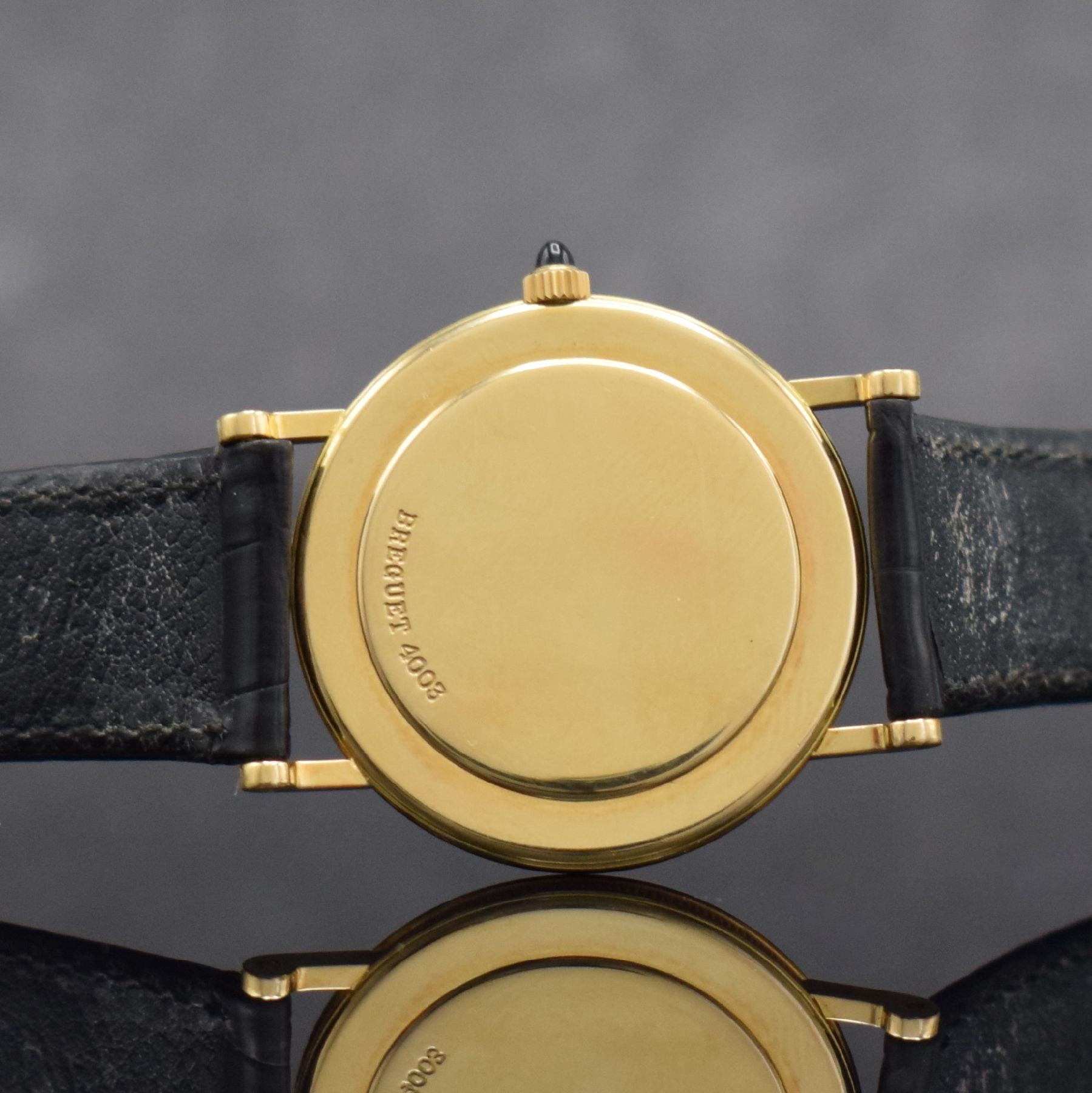 Detail f: BREGUET Armbanduhr Classic Referenz BA 3150 in GG 750/000, Handaufzug, Schweiz um 1995, 3 -teil. Geh. inkl. orig. Lederband m. orig. GG 750/000 ...