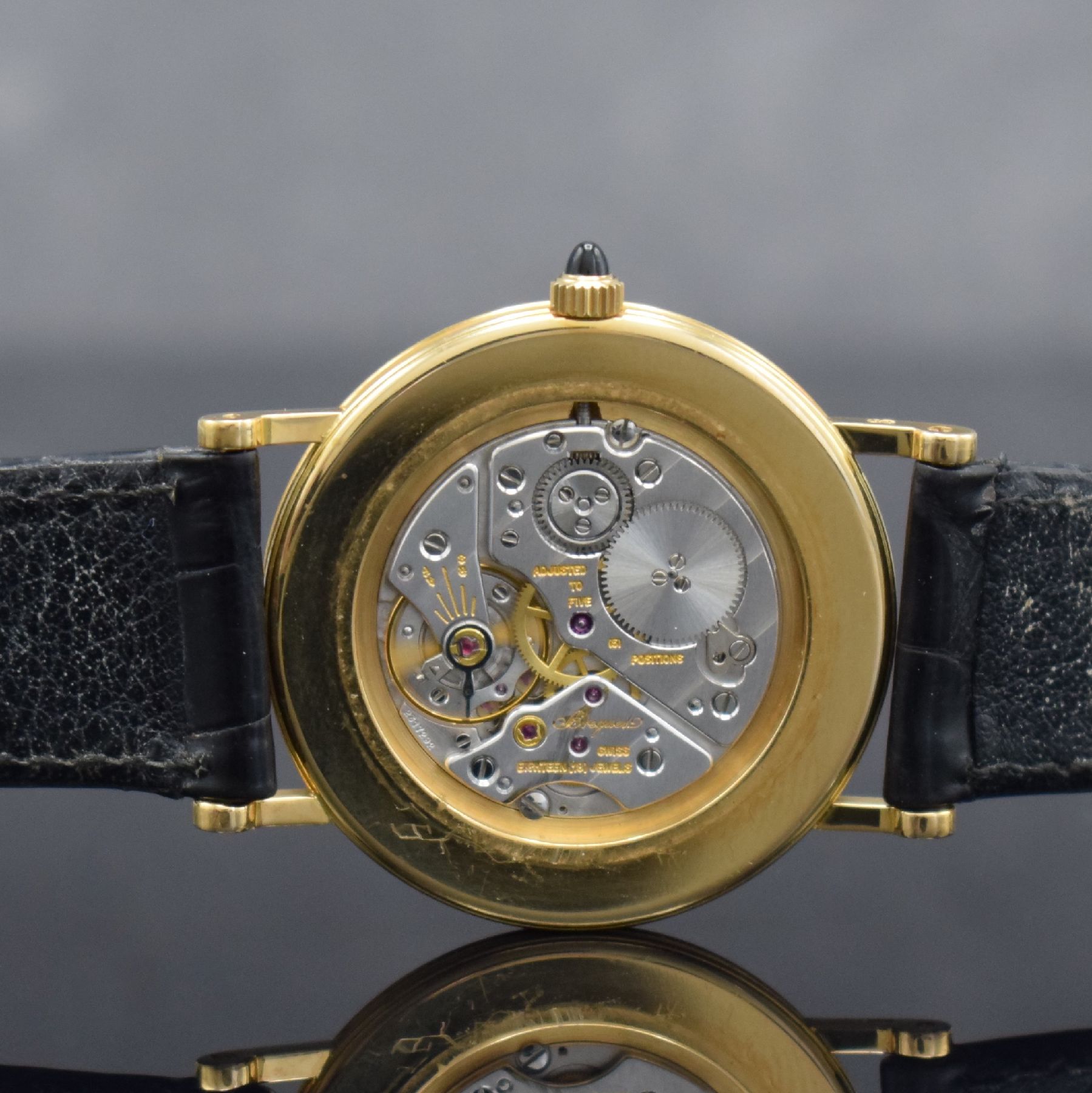 Detail g: BREGUET Armbanduhr Classic Referenz BA 3150 in GG 750/000, Handaufzug, Schweiz um 1995, 3 -teil. Geh. inkl. orig. Lederband m. orig. GG 750/000 ...