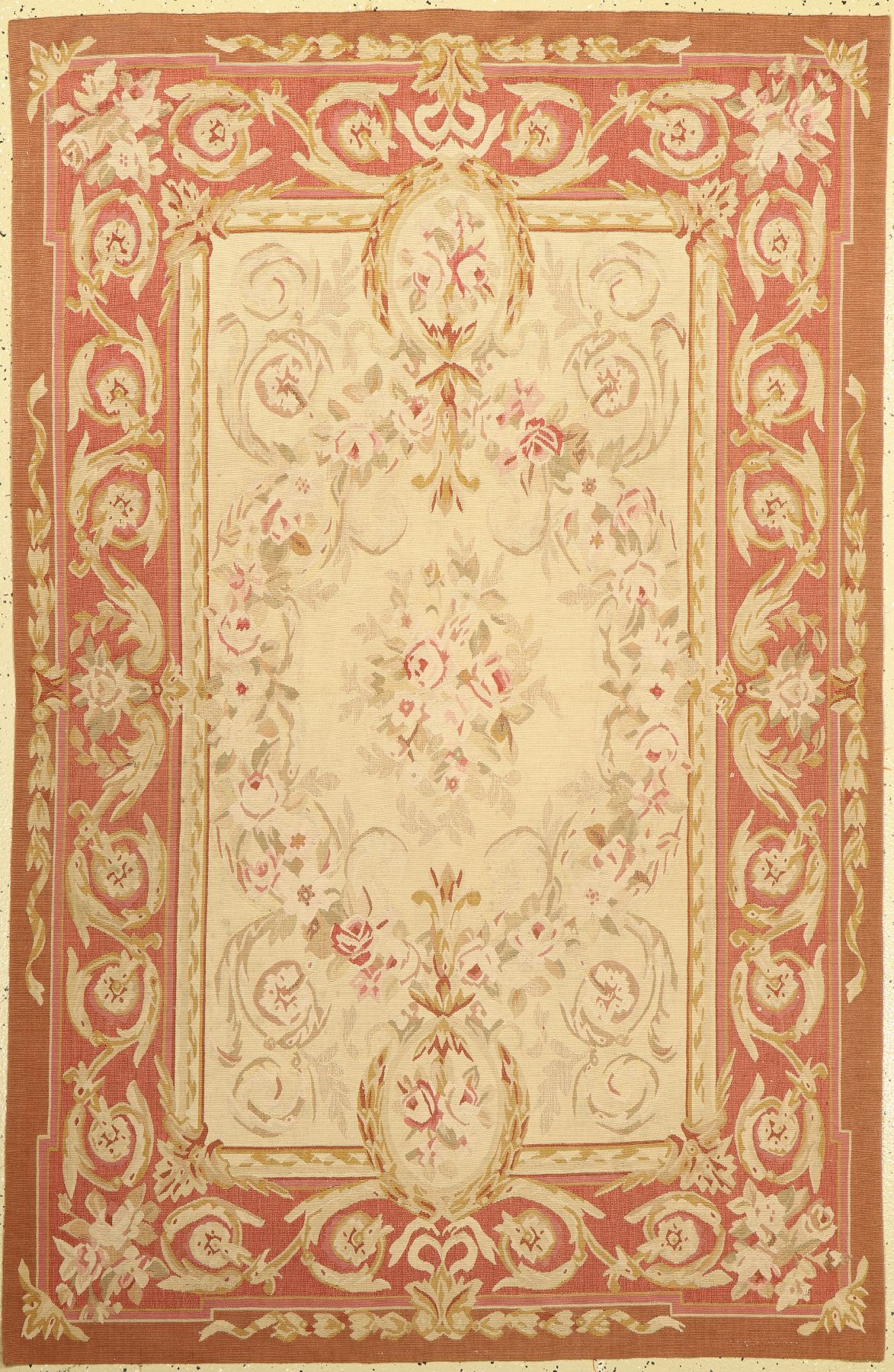 Aubusson stil, China, ca. 30 Jahre, Wolle auf Baumwolle, ca. 185 x 120 cm, flachgewebt, guter Zustand