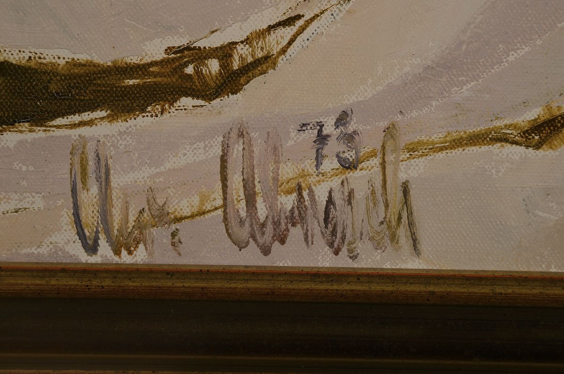 Detail a: Christel Abresch, 1931 Sulzbach bis 2011 Neustadt/Wstr., Jagdschloss bei Sauve, Cevennen, Mai 73, Öl/Lwd, verso bezeichnet, li. unten signiert und ...