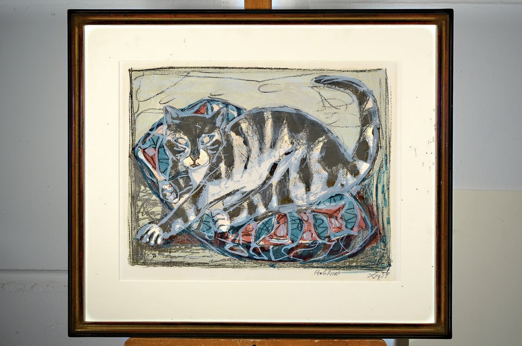 Detail k: Otto Dix, 1891 Untermhaus - 1969 Singen am Hohentwiel, "Katze", Farblithografie in sieben Farben, auf van Gelder Zonen-Bütten, bezeichnet ...
