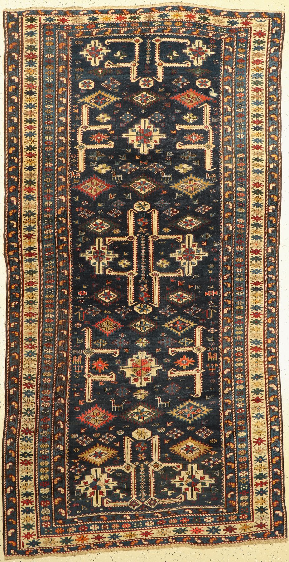 Blattgabel Schirwan antik, Kaukasus, um 1900, Wolle auf Wolle, ca. 265 x 136 cm, EHZ: 3