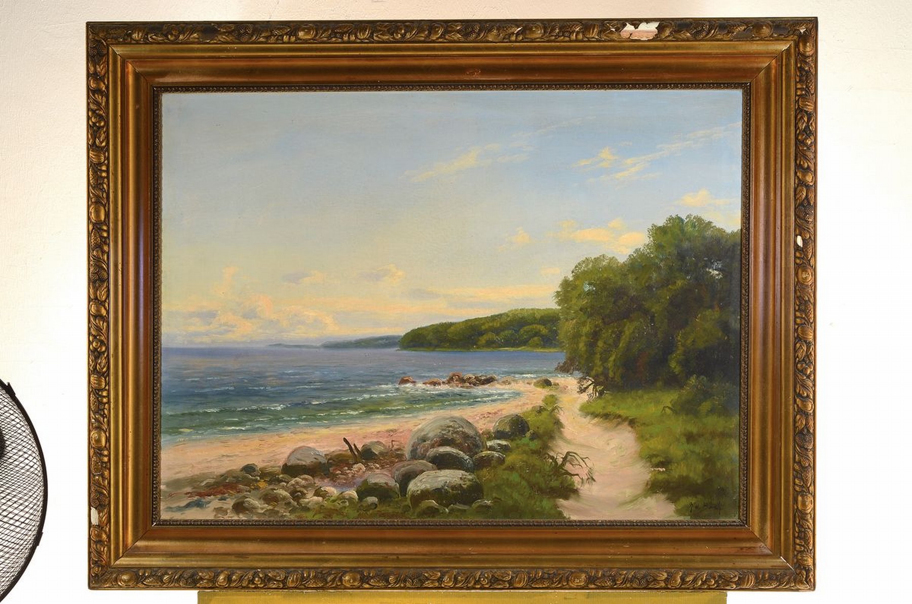 Detail k: Niels Borch, dänischer Maler, erste Hälfte 20. Jh., Küstenansicht mit Blick auf das Meer, Öl/Lwd, kl. Leinwandschaden, re. u. signiert, ca. 65 x ...