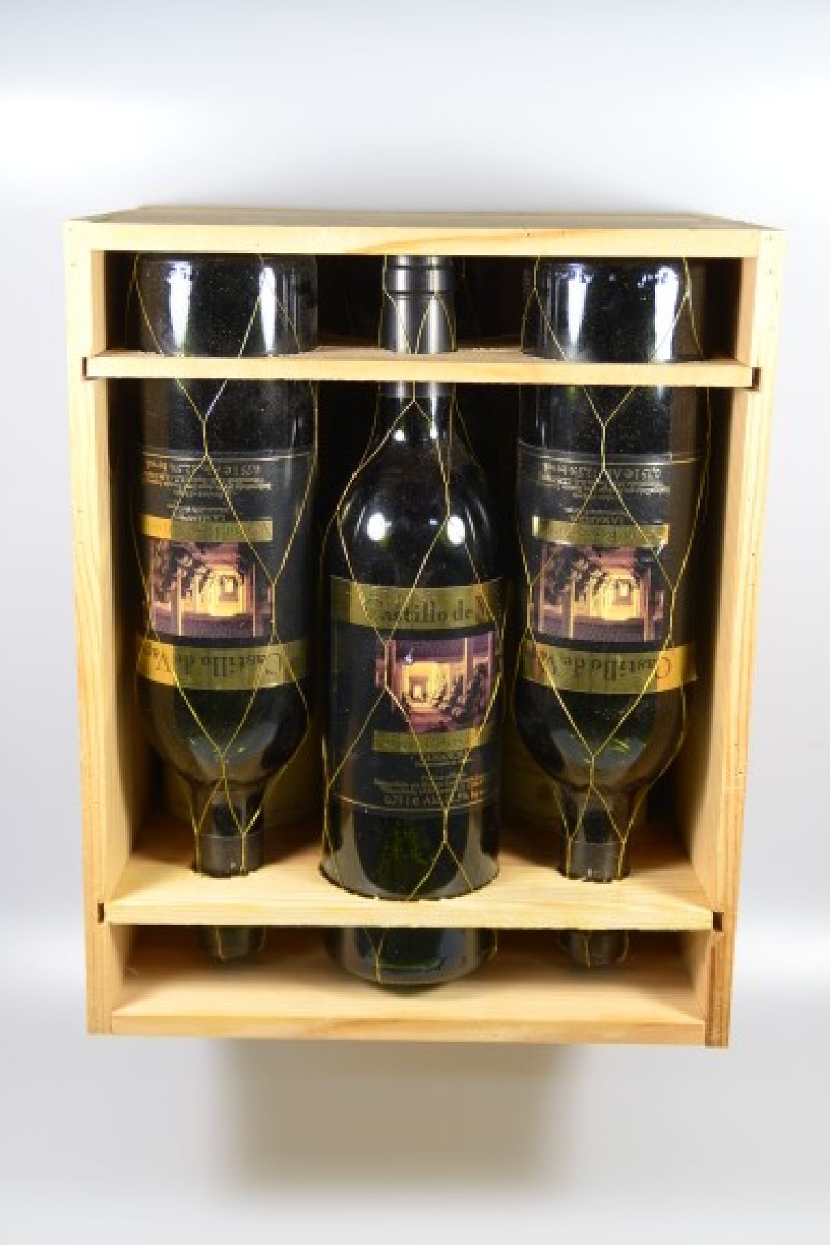 6 Flaschen 1995 Castillo de Vagos, Gran Reserva, La Mancha, 0.75 l., in orig. Holzkiste, top shoulder, nicht verkostet