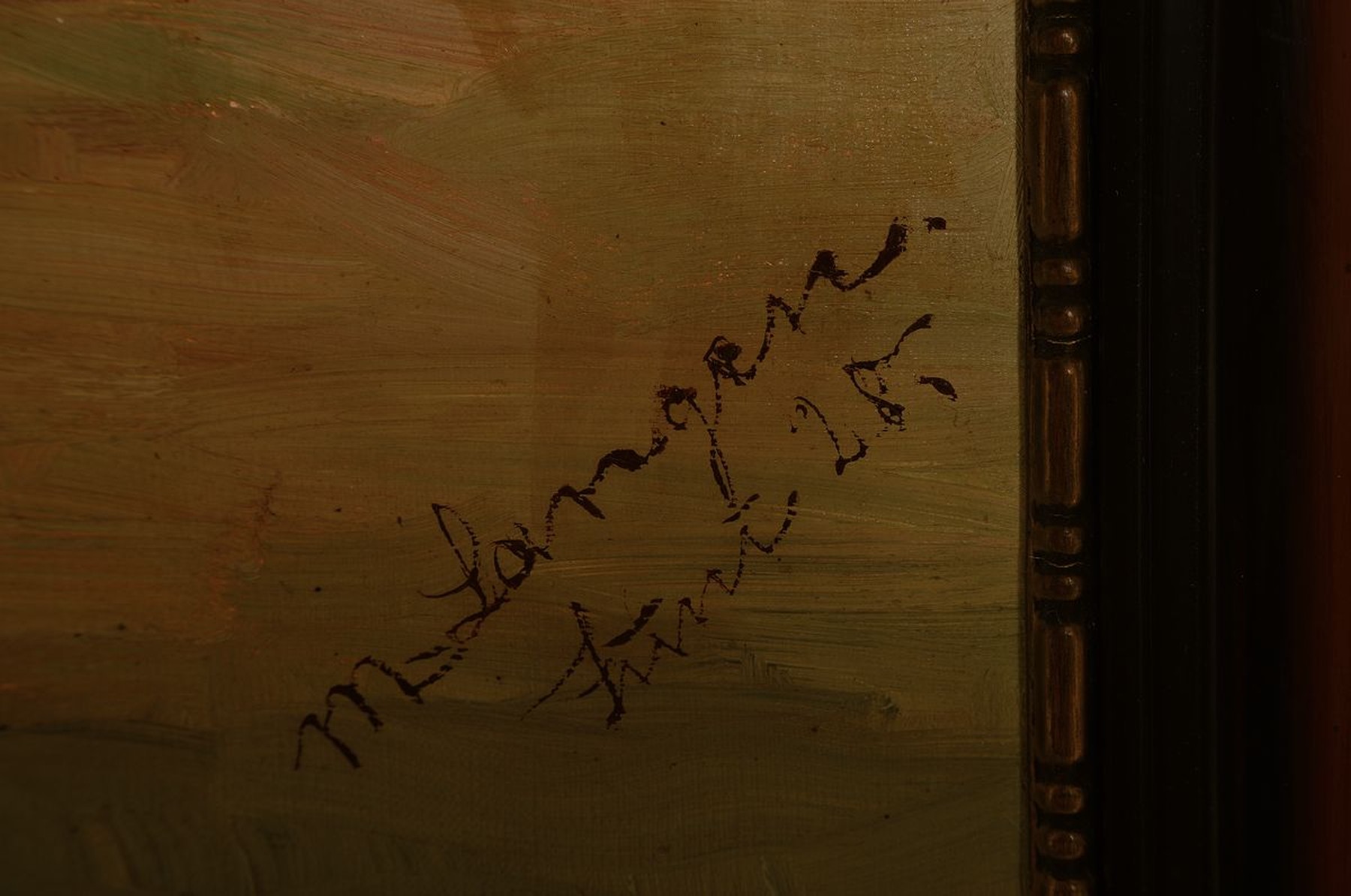 Detail a: M. Langen, 1. Hälfte 20. Jh., großes Stillleben mit Kupferkessel und Hummer nach Renaissance-Vorbild, re. unten signiert und dat. 1928, Öl/Lwd., ...