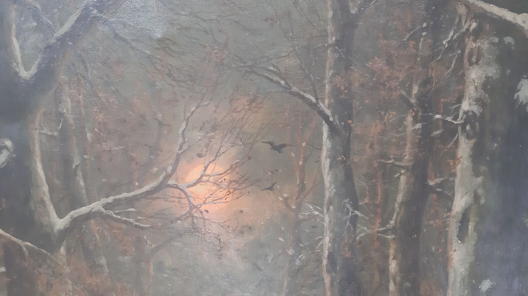 Detail e: Joseph F. Heydendahl, 1844-1906 Düsseldorf, Wildschweinrotte im verschneiten Wald, Abendrot, Öl/Lwd, rechts unten signiert, ca. 95x125cm, R. ca. ...