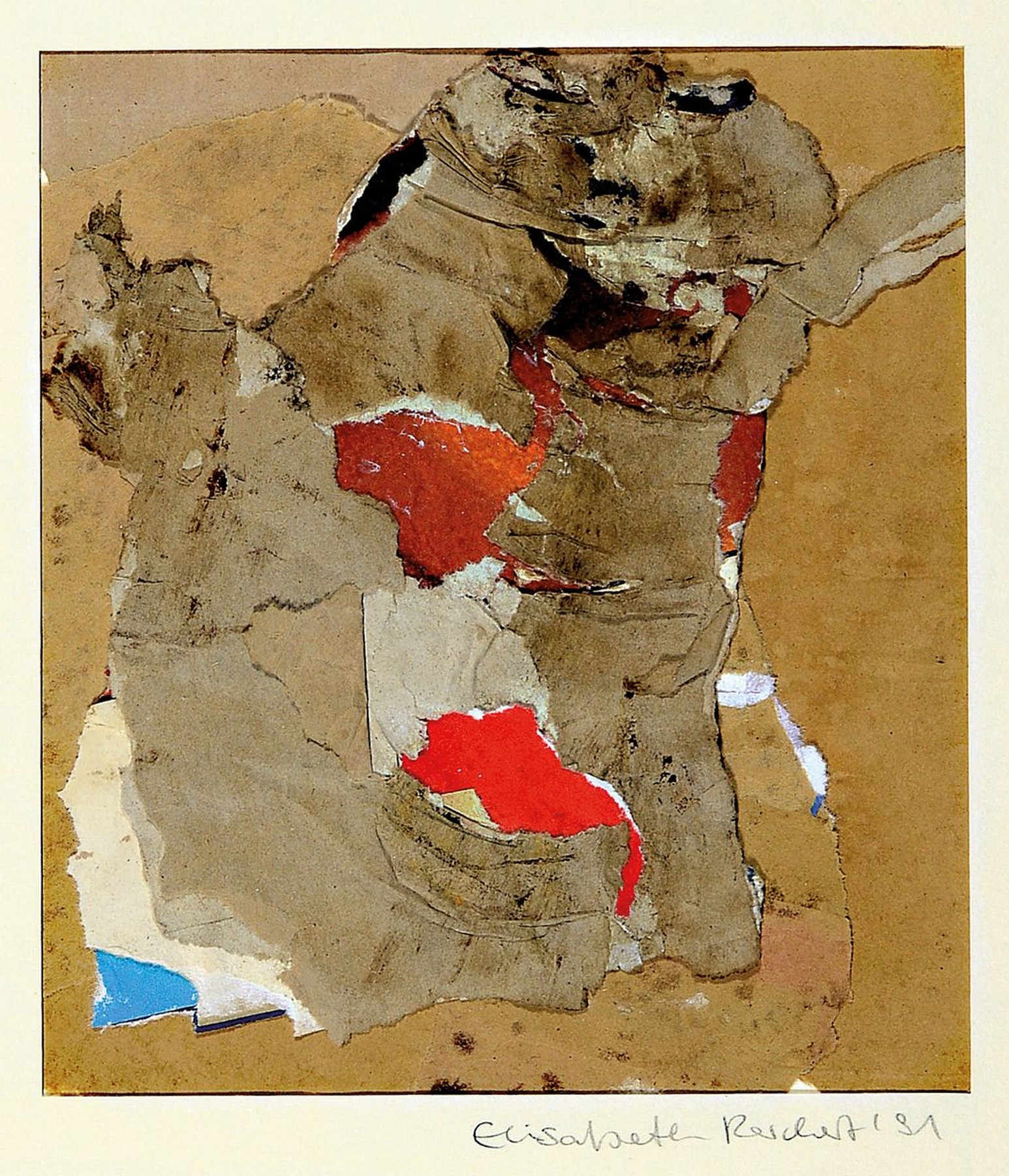 Detail b: Elisabeth Reichert, 1940-1912, Konvolut aus 4 Collagen, je sign. und dat., je unter PP, je gesamt ca. 42x35 cm