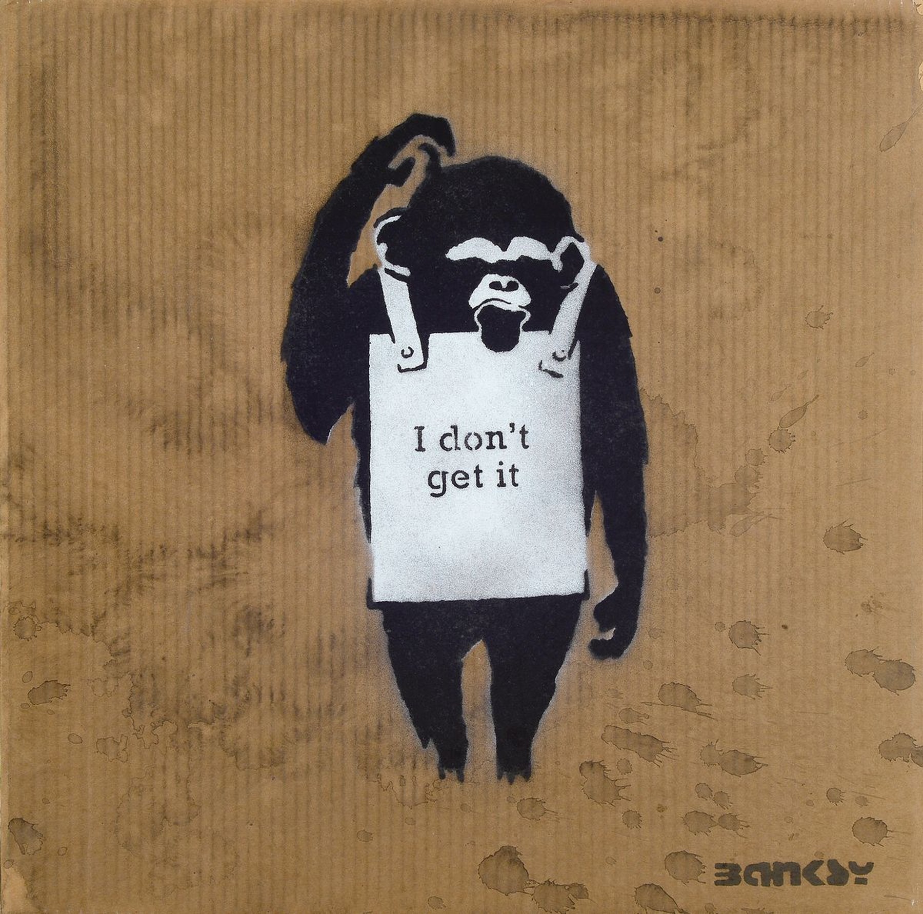 Not by Banksy by Not Banksy, "The Idiot", Farbsiebdruck/Pappe, verso sign., num. 53/100,inkl. Zertifikat, ca. 50x50 cm