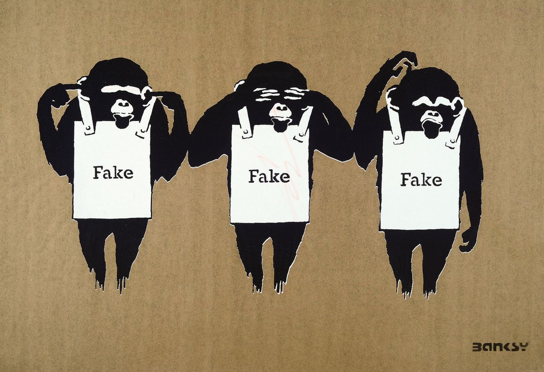 Not by Banksy by Not Not Banksy, "hear not, see not, think not, Siebdruck/ dünnem Papier, 2018, verso sign., dat. 2018, inkl. Zertifikat, ca. ...