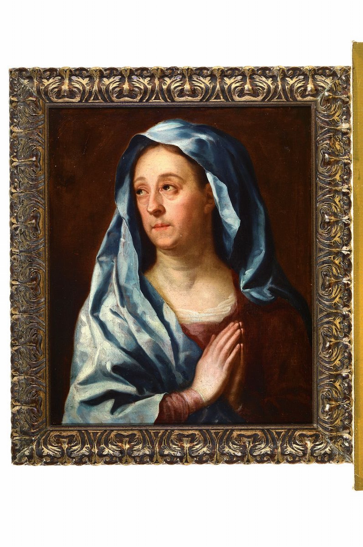 Detail k: Unbekannter Porträtist, 18. Jh.,, Darstellung der Sophia Amalia Carlu 1707, rückseitig bezeichnet, restauriert und altersbedingt beschädigt, ...