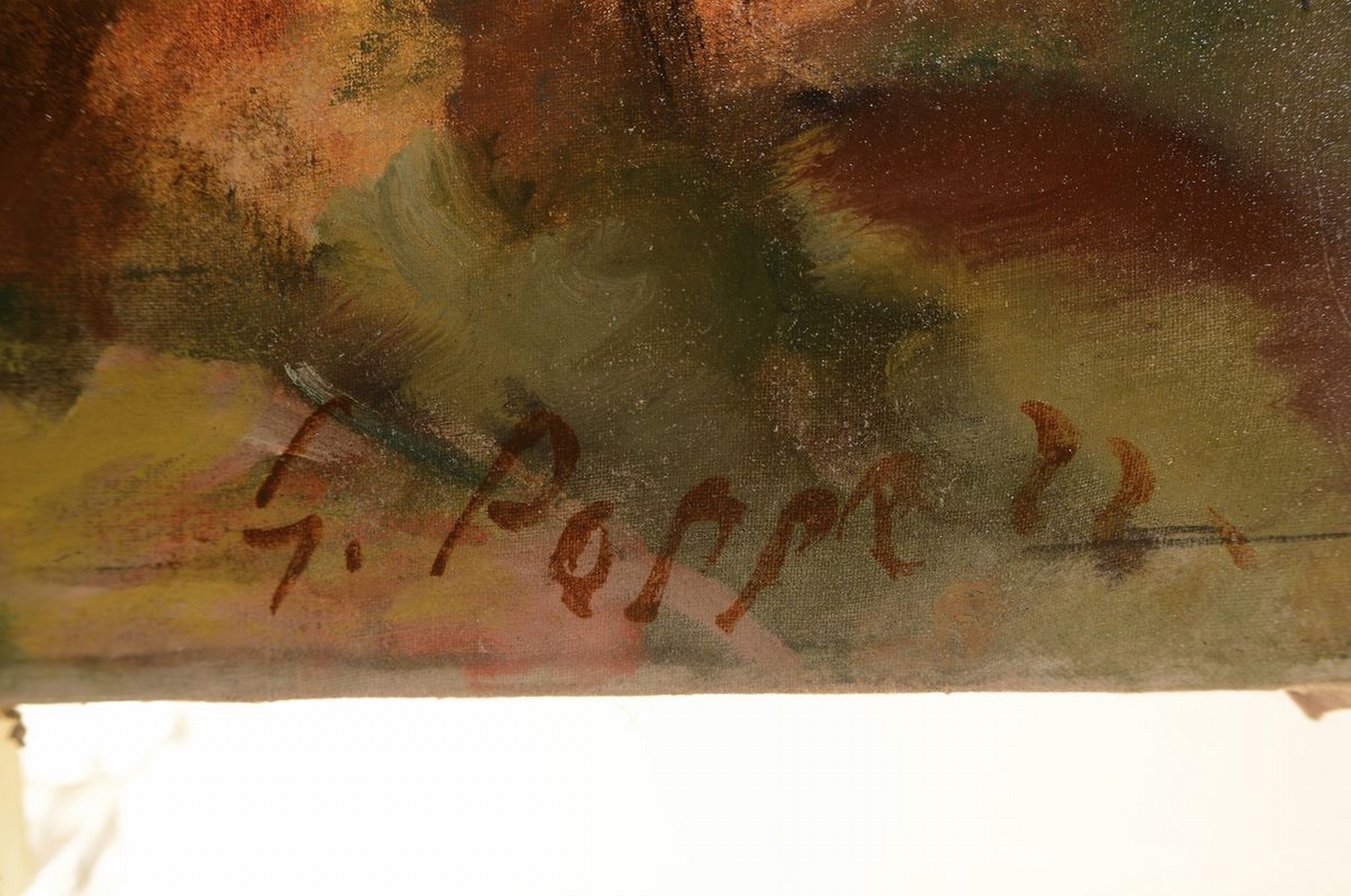 Detail a: Georg Poppe, 1883 Wartha/Schlesien - 1963 Frankfurt/M., Picknick mit Harfenspieler, Öl/Lwd, re. unten signiert und dat. 22, ca. 56 x 113 cm, Alters- ...