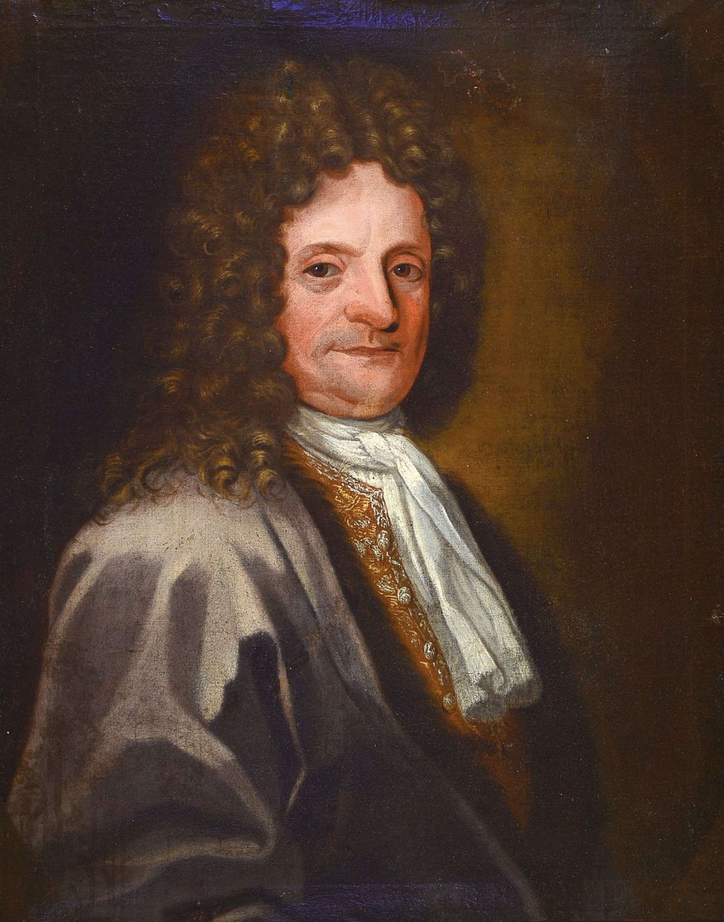 Barockgemälde, wohl deutsch, um 1700,, Porträt eines Edelmannes, Öl/Lwd, unsigniert, ältere Restaurierungen, Alters- und Gebr.spuren, ca. 75 x 60 ...