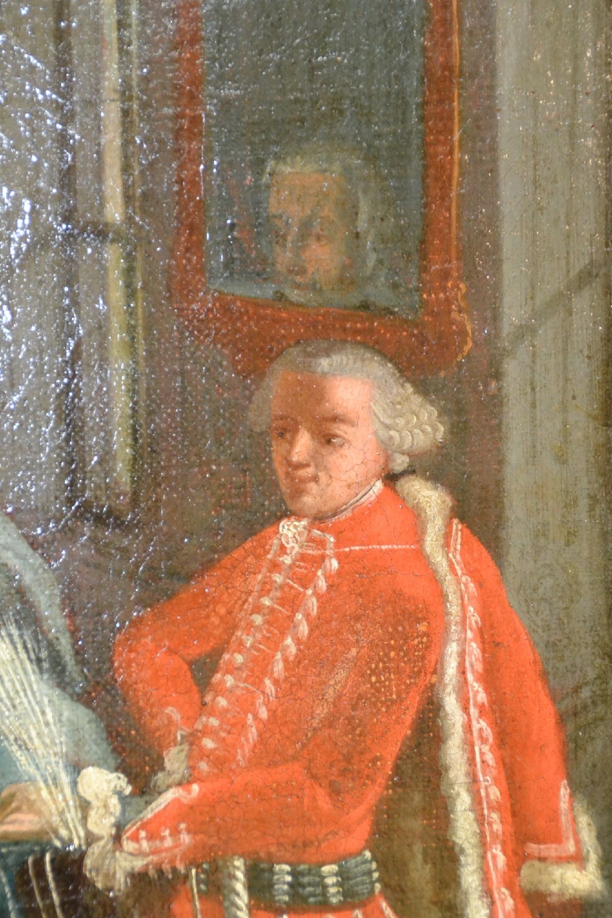 Detail d: Zwei Barockgemälde, Johann Bapt. Turetschek, dat. 1769, zwei Pendants, gesellschaftliche Tafel: Kaffeetafel bzw. beim Kartenspiel, Öl/Lwd, einmal ...
