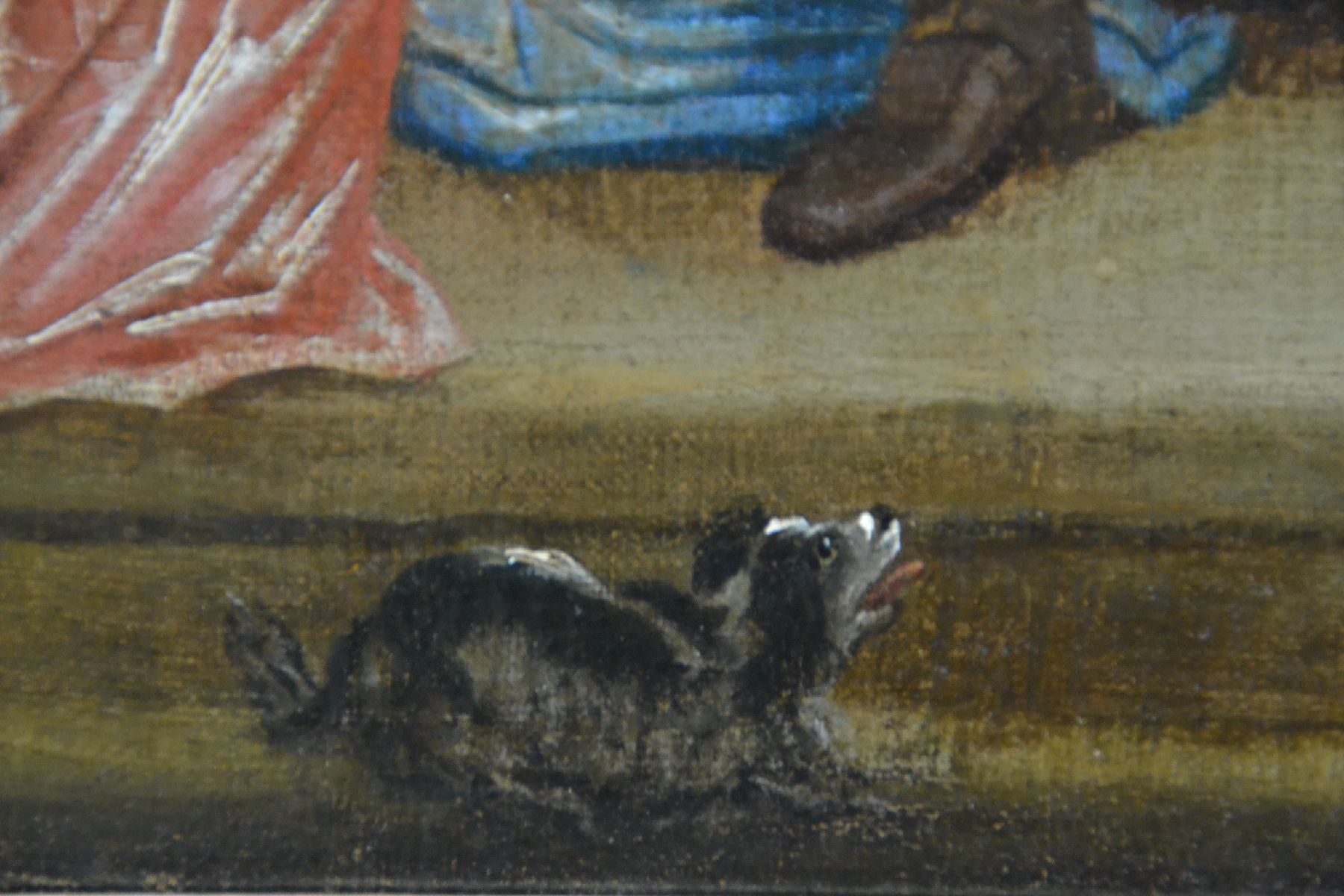 Detail h: Wohl französischer Hofmaler, um 1700, höfisches Familienporträt in barocktypischer Bezugnahme auf die römische Antike, Mutter mit Säugling im ...