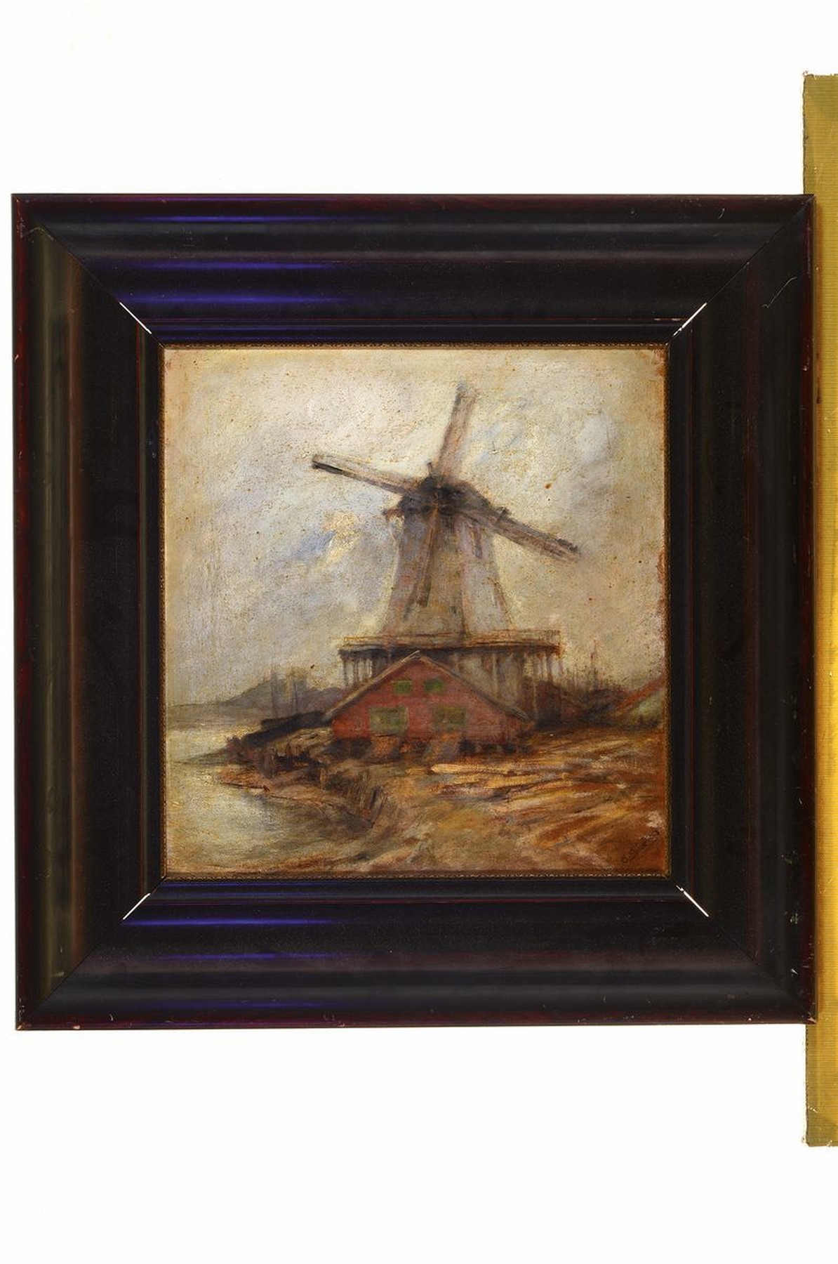 Detail k: Andreas Dirks, 1866 Sylt - 1922 Düsseldorf, Schüler der Düsseldorfer Kunstakademie und der Weimarer Kunstschule, hier Mühle an der Küste, ...