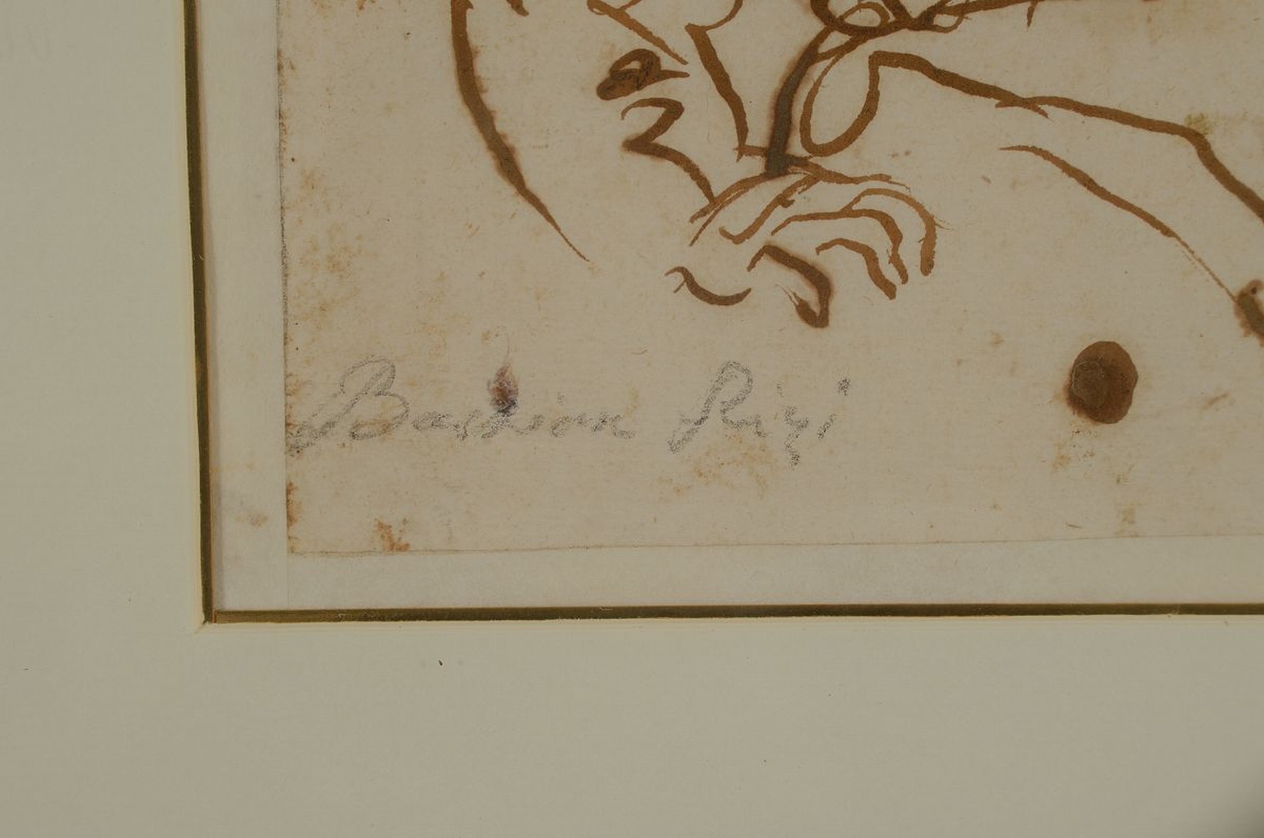 Detail a: Bassione Rizi, o.ä. wohl ital. Künstler des 16/17. Jh., Tuschefederzeichnung, zwei orientalische Händler im lebhaften Gespräch, Betonung der ...