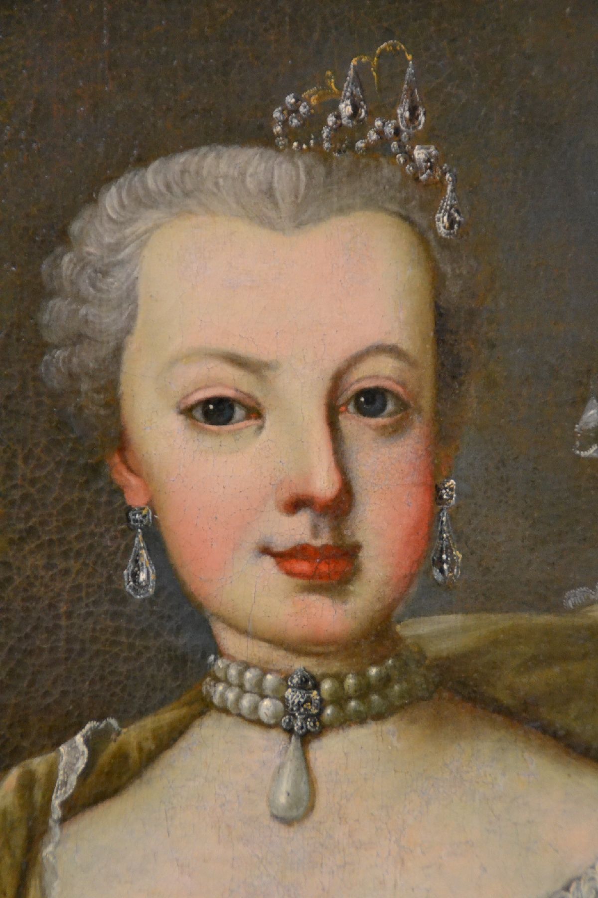 Detail b: Barockgemälde, süddeutsch, um 1750/60, Porträt wohl von Erzherzogin Maria Josepha vonHabsburg-Lothringen (1751-1767), 12. Kind Maria Theresias und ...