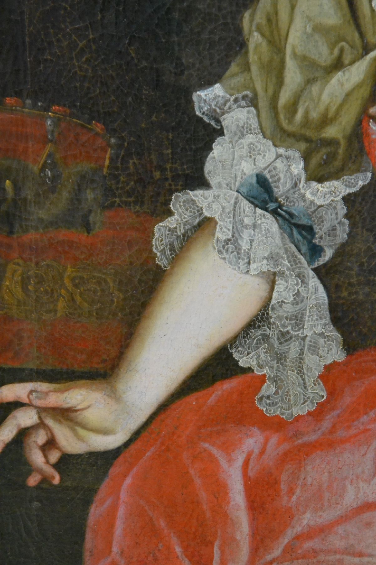 Detail c: Barockgemälde, süddeutsch, um 1750/60, Porträt wohl von Erzherzogin Maria Josepha vonHabsburg-Lothringen (1751-1767), 12. Kind Maria Theresias und ...