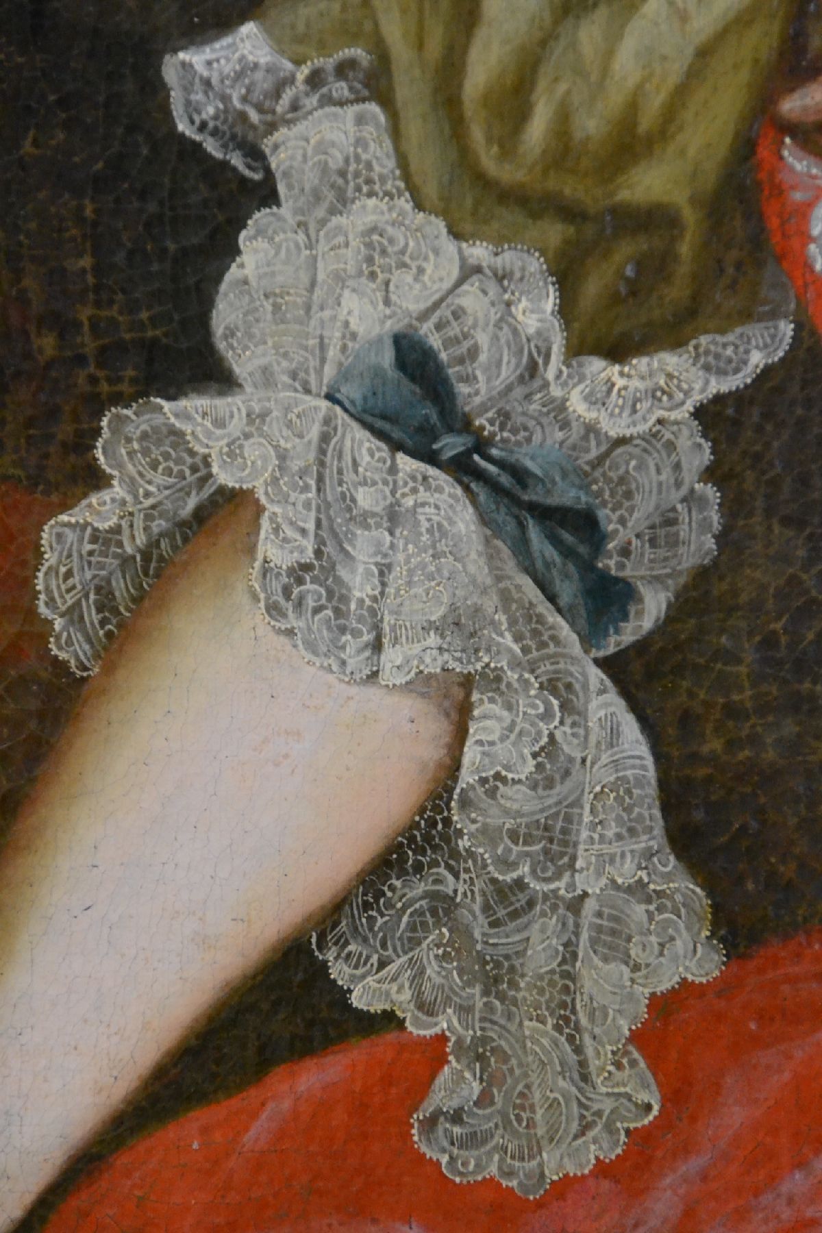 Detail d: Barockgemälde, süddeutsch, um 1750/60, Porträt wohl von Erzherzogin Maria Josepha vonHabsburg-Lothringen (1751-1767), 12. Kind Maria Theresias und ...