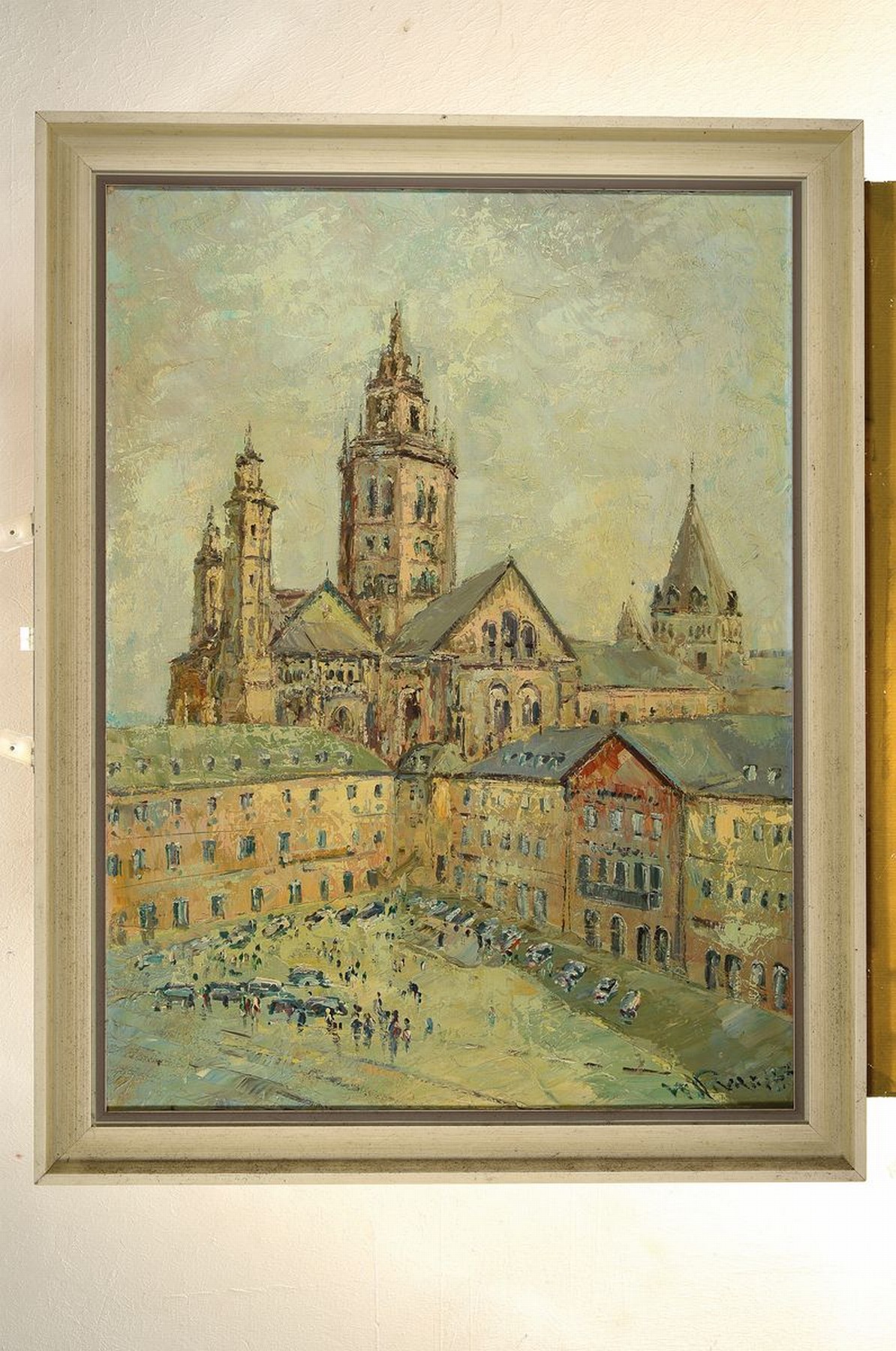 Detail k: Prof. Walter Prescher van Ed, 1916 Dresden-1988 Wiesbaden, Blick auf den Dom in Mainz, Personenstaffage, Öl/Lwd, rechts unten signiert, ca. 80x60cm, ...