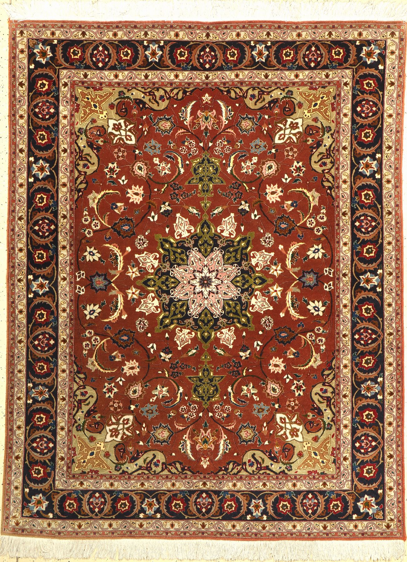 Täbriz fein, Persien, ca. 50 Jahre, Wolle auf Baumwolle, ca. 198 x 150 cm, guter Zustand