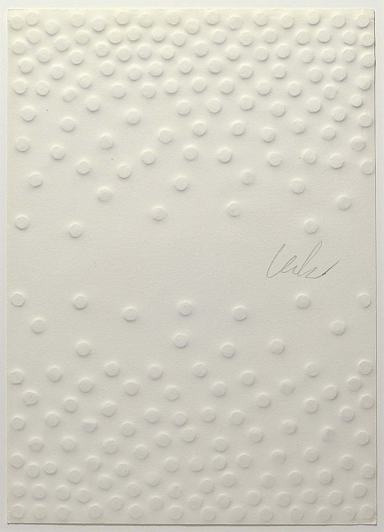 Günther Uecker, geb. 1930, Prägedruck auf dickem Karton, "Nagelreihen" von 2007, num. 46/200, handsigniert, Werksverzeichnis: L7505, ...