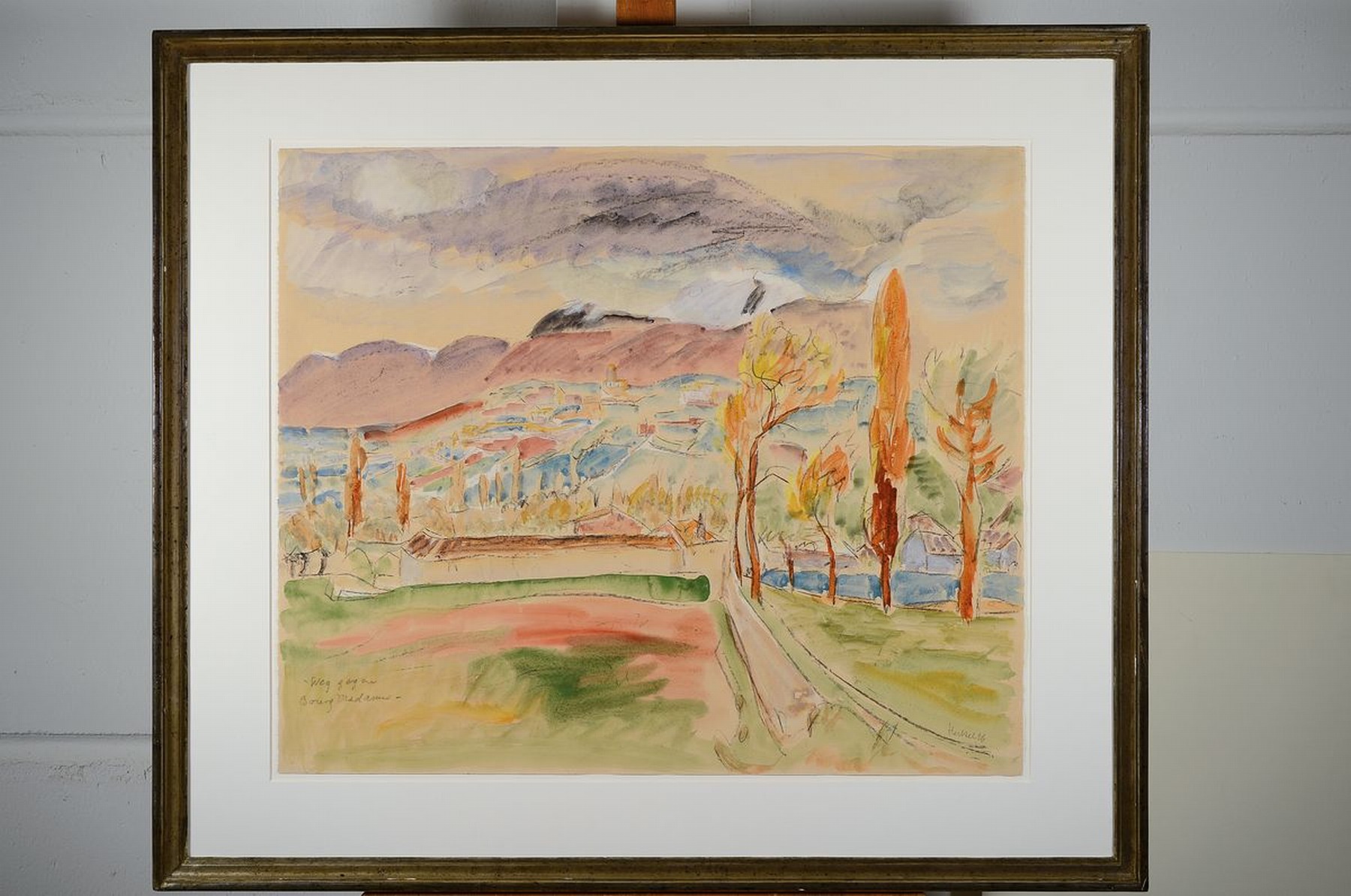 Detail k: Erich Heckel, 1883 - 1970, Aquarell auf Papier, unten rechts handsigniert,"Weg gegen Bourg Madame", links unten vom Künstler betitelt, ...