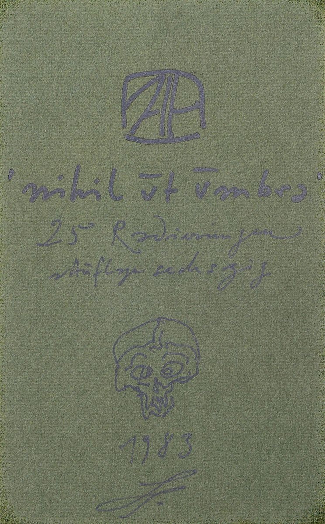 Horst Janssen, 1929 - 1995, Totenkopf-Zeichnung mit Silberstift auf dickem Karton, "nihil ut umbra", oben monogrammiert, dat. 1983, 26 x 16 ...